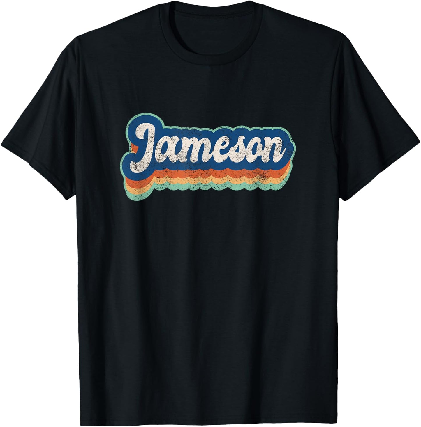 Jameson First Name Boy Vintage Style 70s 80s Personalized T-Shirt - T-Shirt | Black