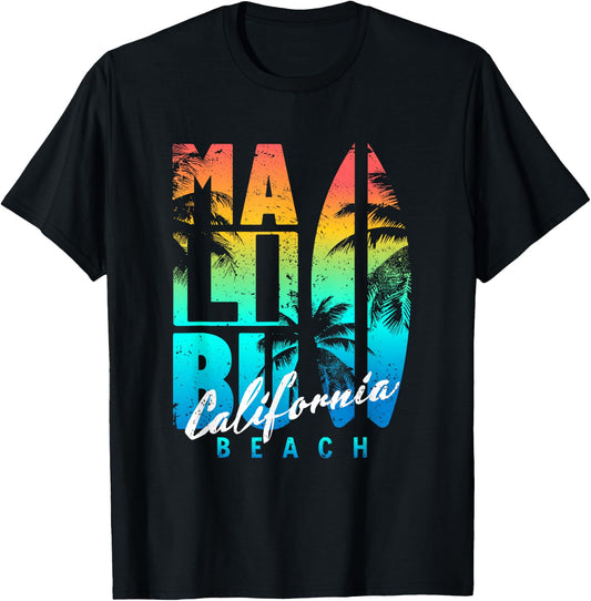 Malibu Beach California , Black, S T-Shirt - T-Shirt | Black
