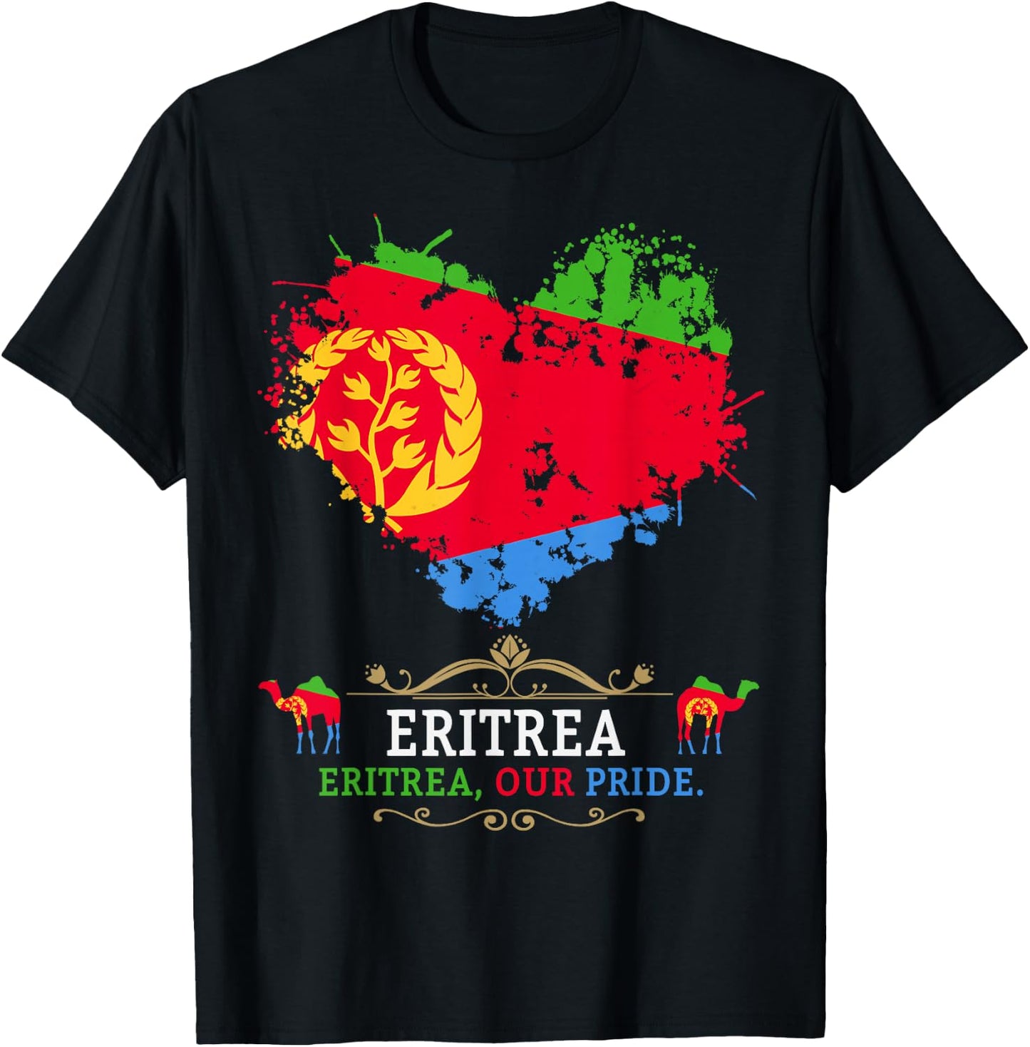 Eritrea Flag Outfit Ideas For Kids & Camel Eritrean Flag T-Shirt - T-Shirt | Black