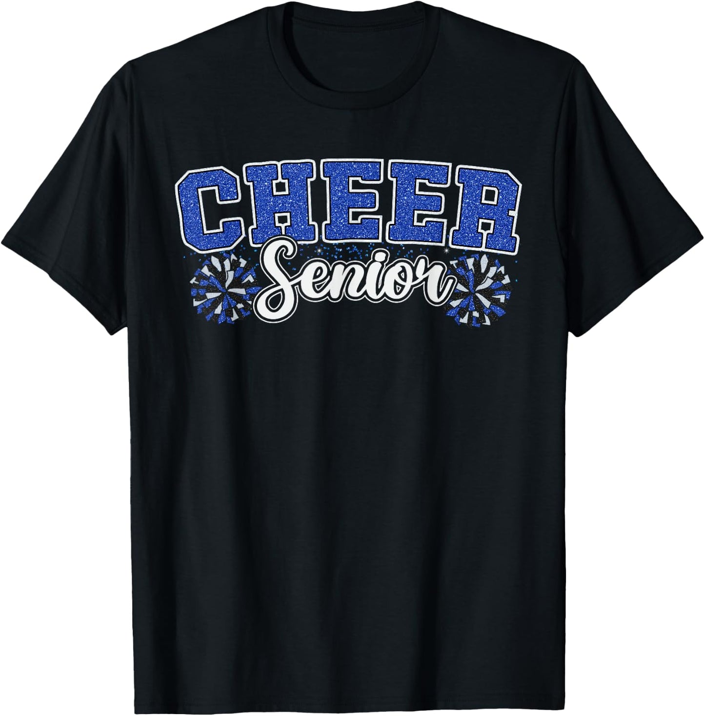Cheer Senior 2025 Class Graduation Cheerleading Girl Blue T-Shirt - T-Shirt | Black