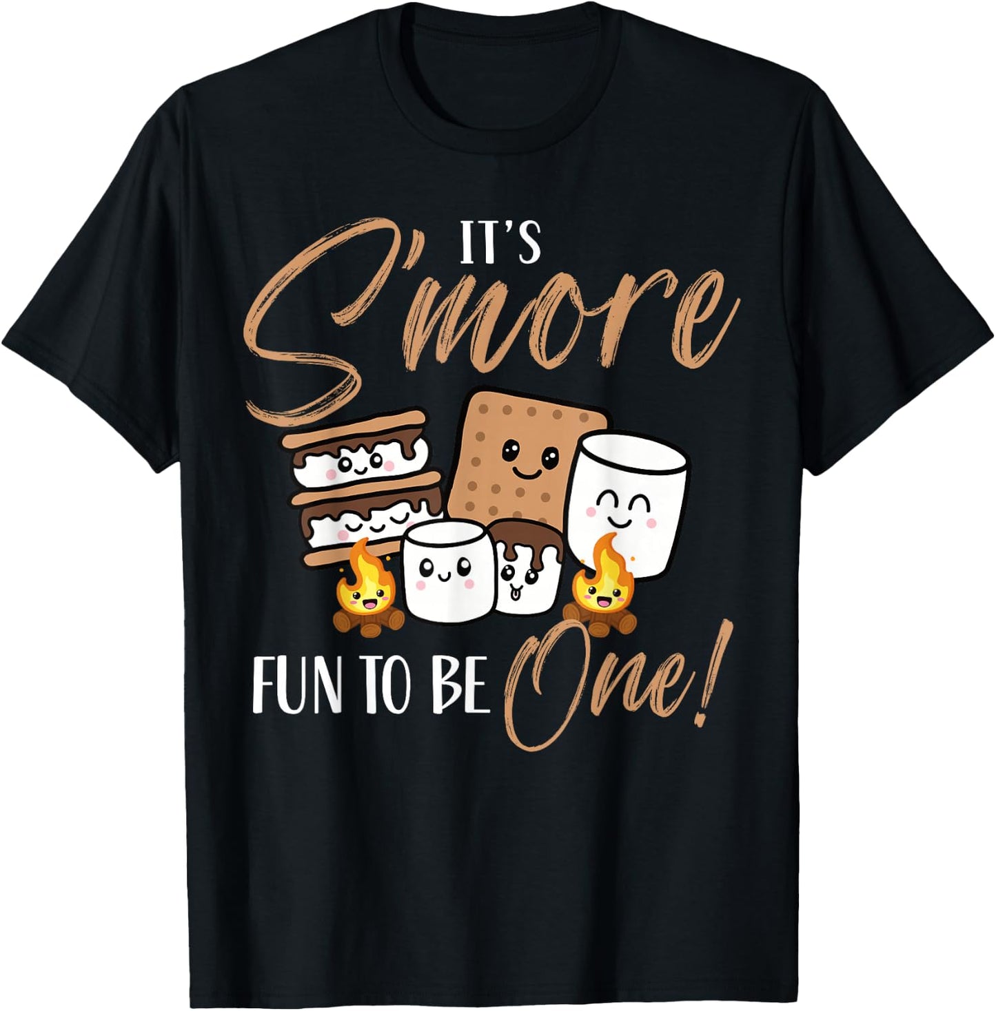 Birthday Campfire Marshmallow It's S'More Fun to Be One 1st T-Shirt - T-Shirt | Black