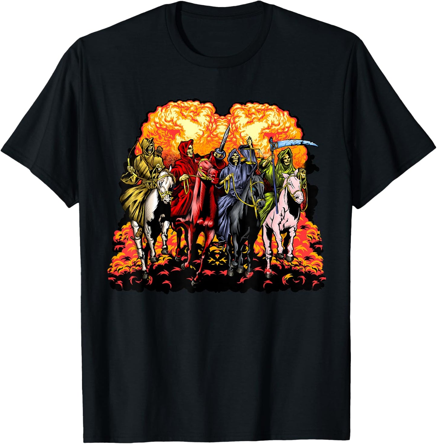 4 Horsemen Of The Apocalypse Revelation 6:1-8 Jesus Gift T-Shirt - T-Shirt | Black