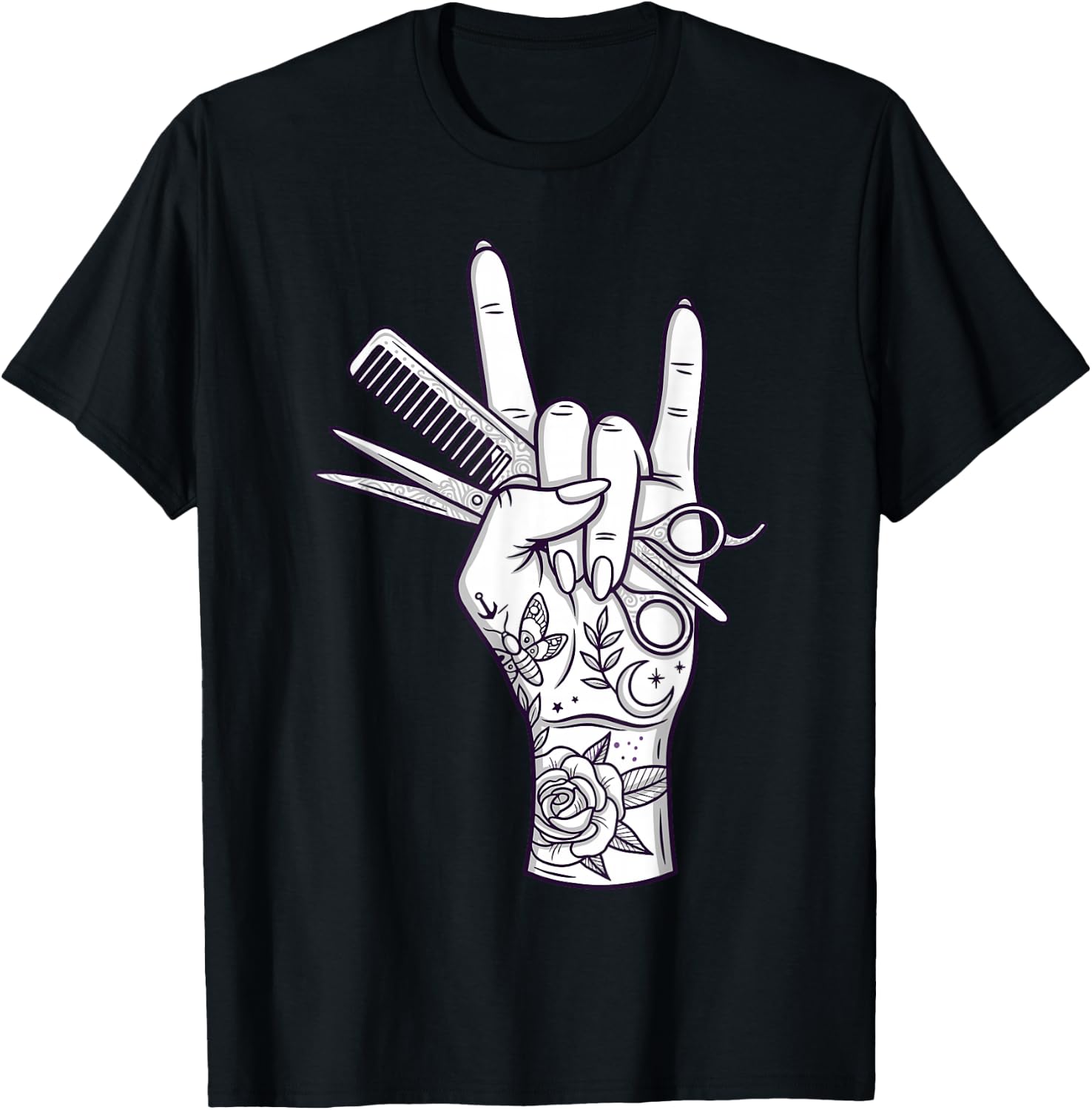Funny Hairstylist Art Girls Mom Barber Hairdresser T-Shirt - T-Shirt | Black