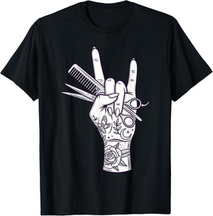 Funny Hairstylist Art Girls Mom Barber Hairdresser T-Shirt - T-Shirt | Black