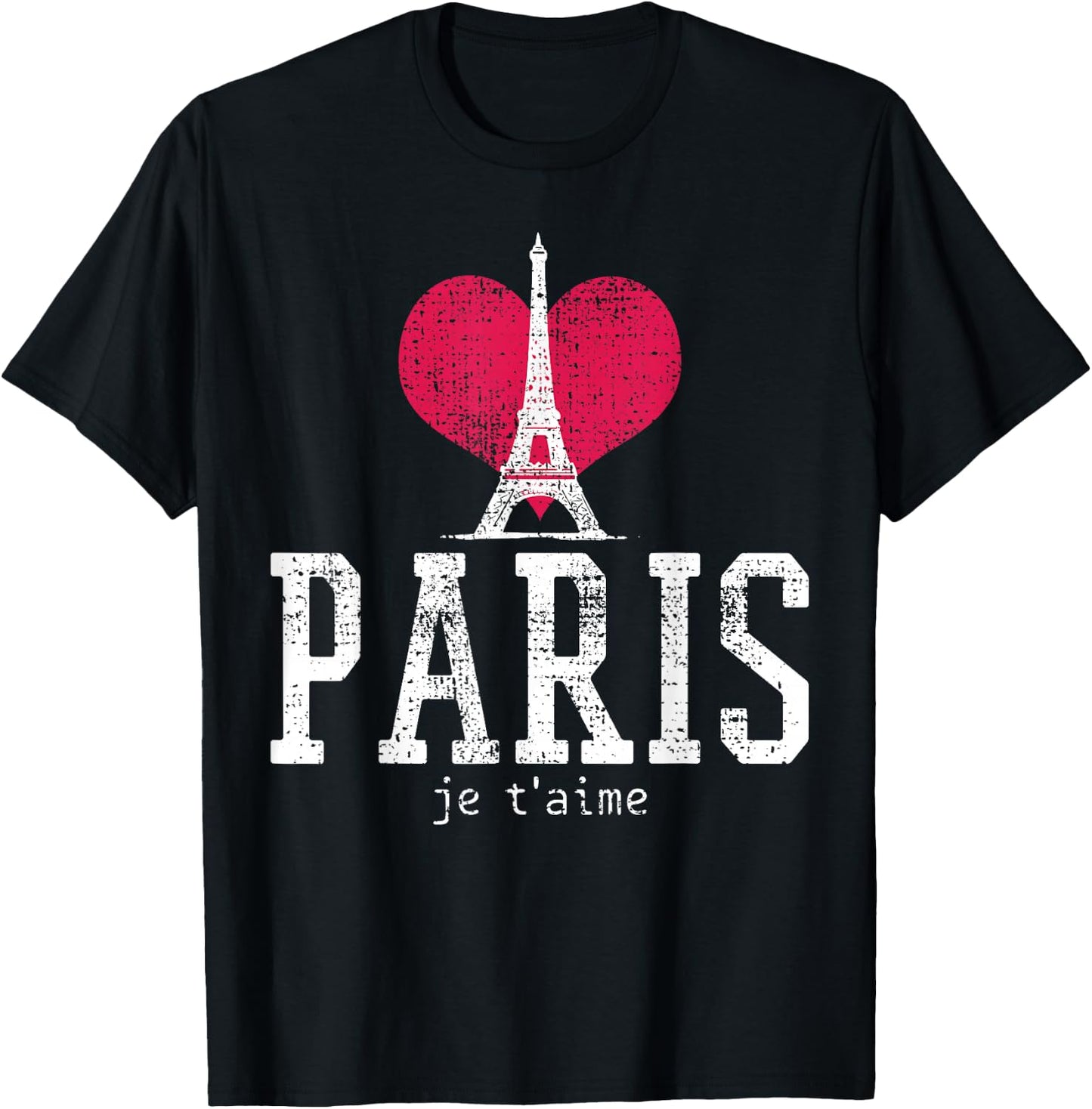 Vintage Paris I Love Je T'aime France T-Shirt - T-Shirt | Black