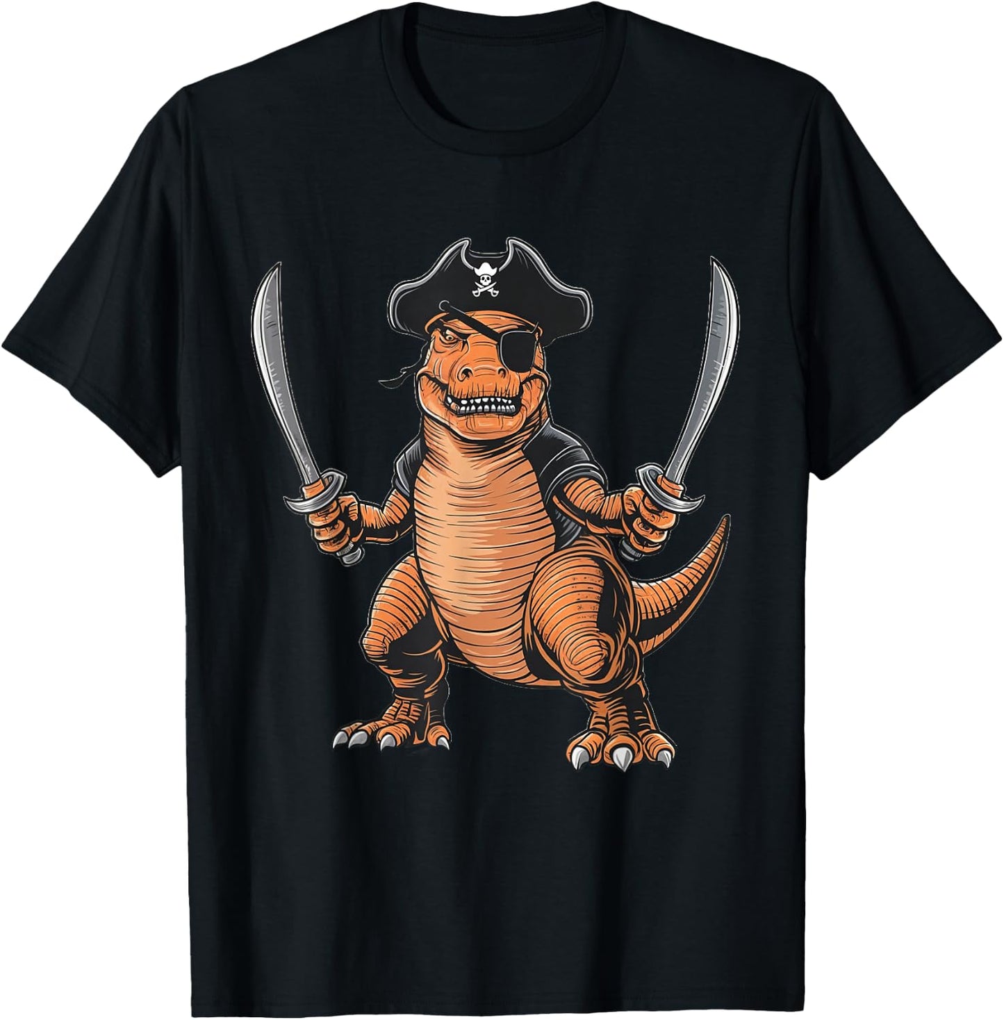 Pirate Dinosaur T Rex Funny Halloween Tyrannosaurus Costume T-Shirt - T-Shirt | Black