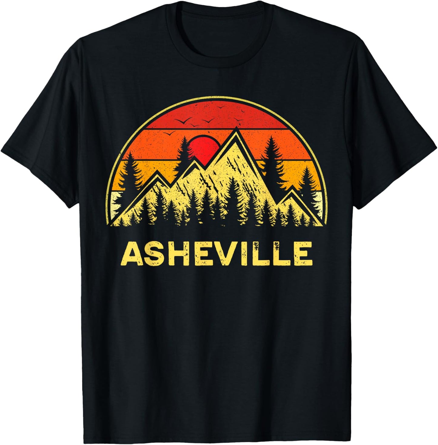 Retro Asheville North Carolina NC Mountains Hiking Souvenir T-Shirt - T-Shirt | Black