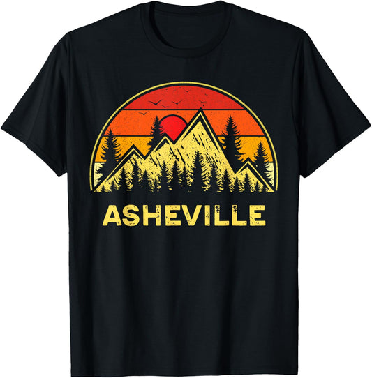 Retro Asheville North Carolina NC Mountains Hiking Souvenir T-Shirt - T-Shirt | Black