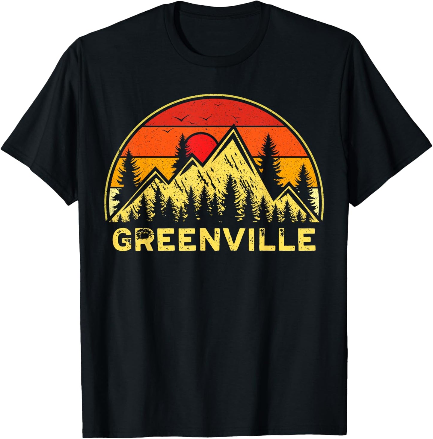 Retro Greenville South Carolina SC Mountains Hiking Souvenir T-Shirt - T-Shirt | Black