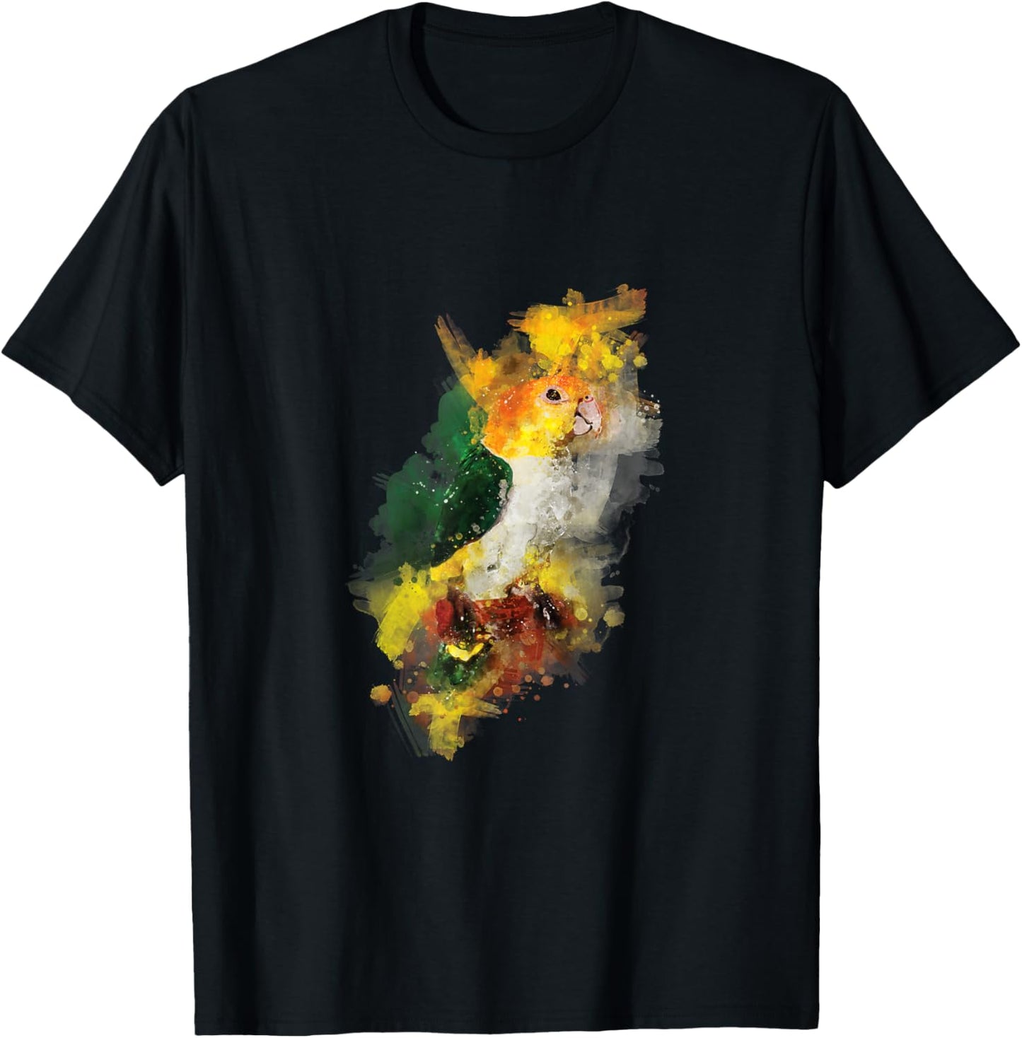 Watercolor Caique Parrot T-Shirt - T-Shirt | Black