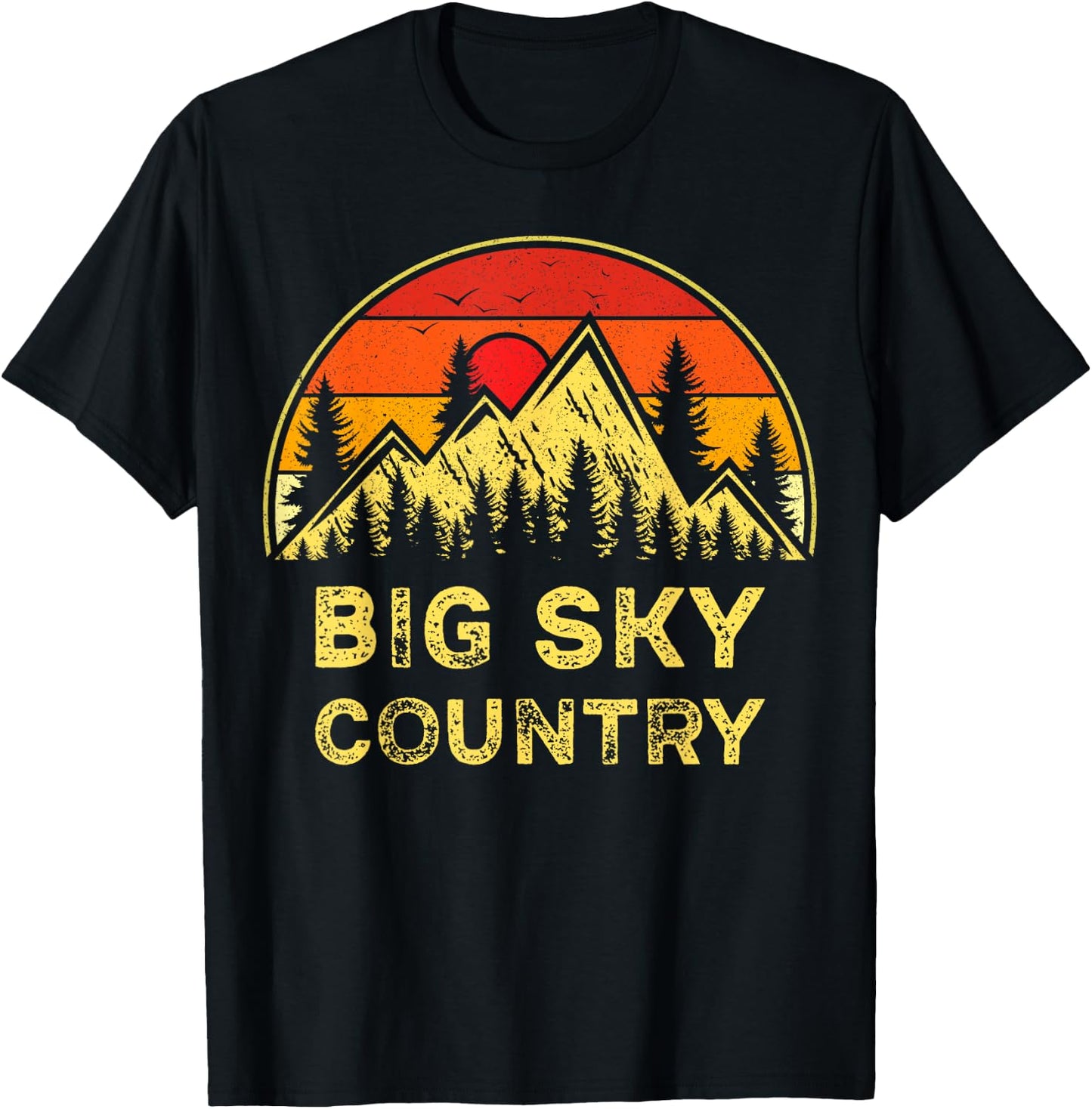 Vintage Big Sky Country Montana MT Mountains Hiking Souvenir T-Shirt - T-Shirt | Black