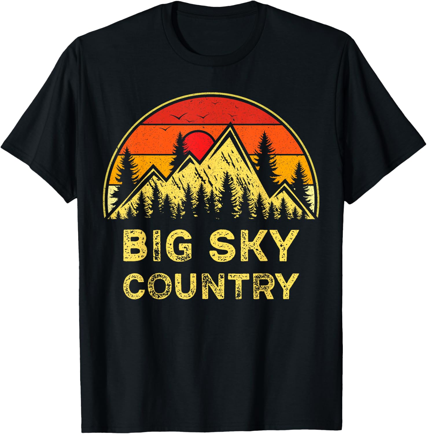 Vintage Big Sky Country Montana MT Mountains Hiking Souvenir T-Shirt - T-Shirt | Black