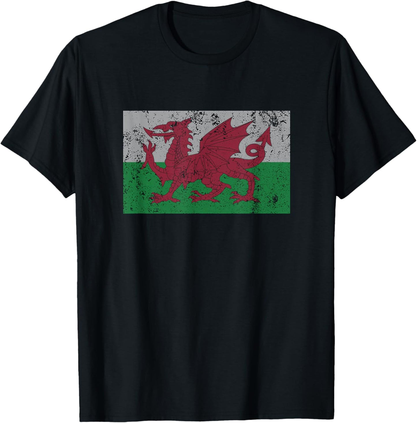 Wales Flag Welsh Dragon Baner Cymru Y Ddraig Goch T Shirt T-Shirt - T-Shirt | Black