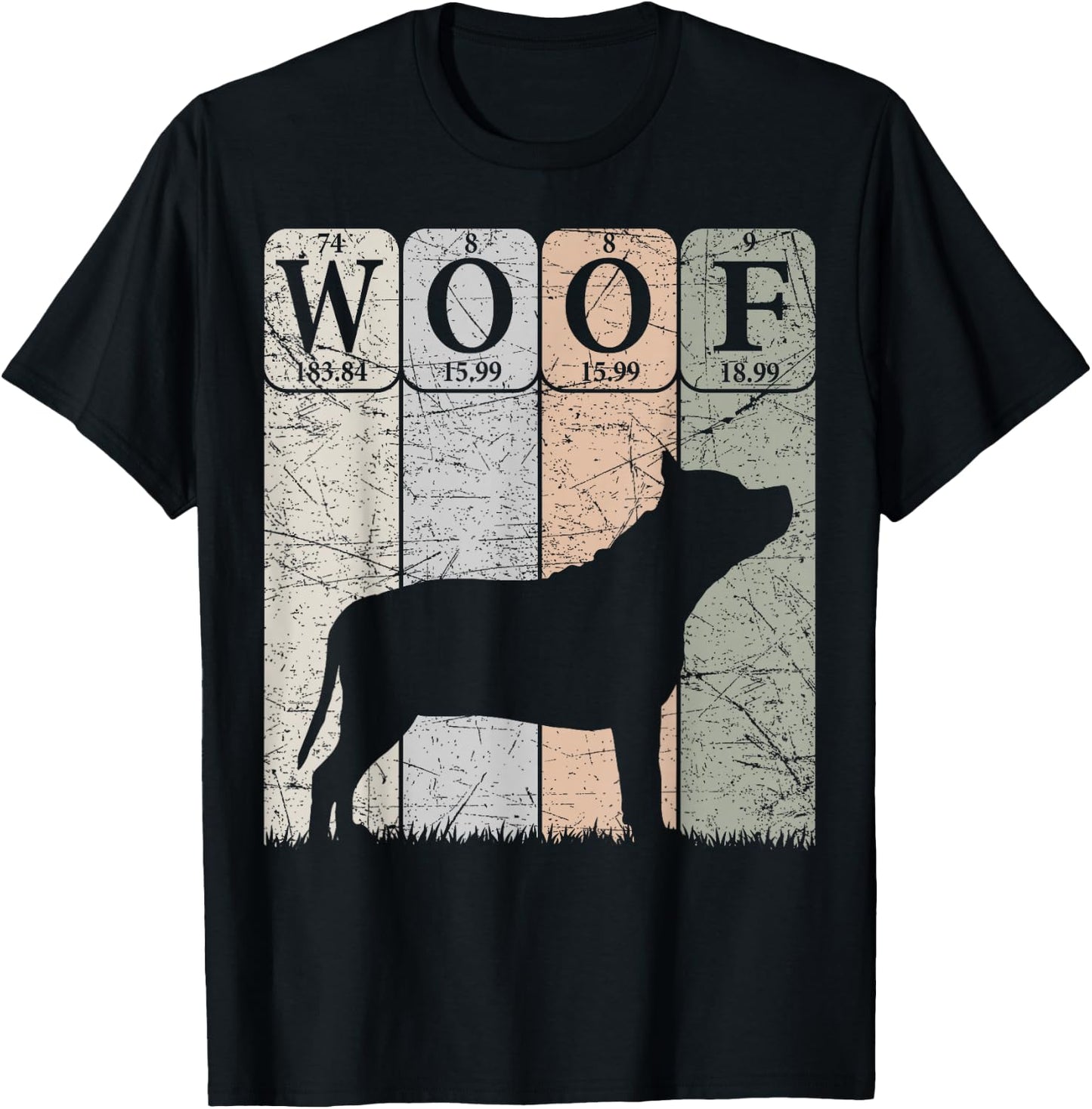 Staffordshire Bull Terrier Periodic Table Elements Woof T-Shirt - T-Shirt | Black