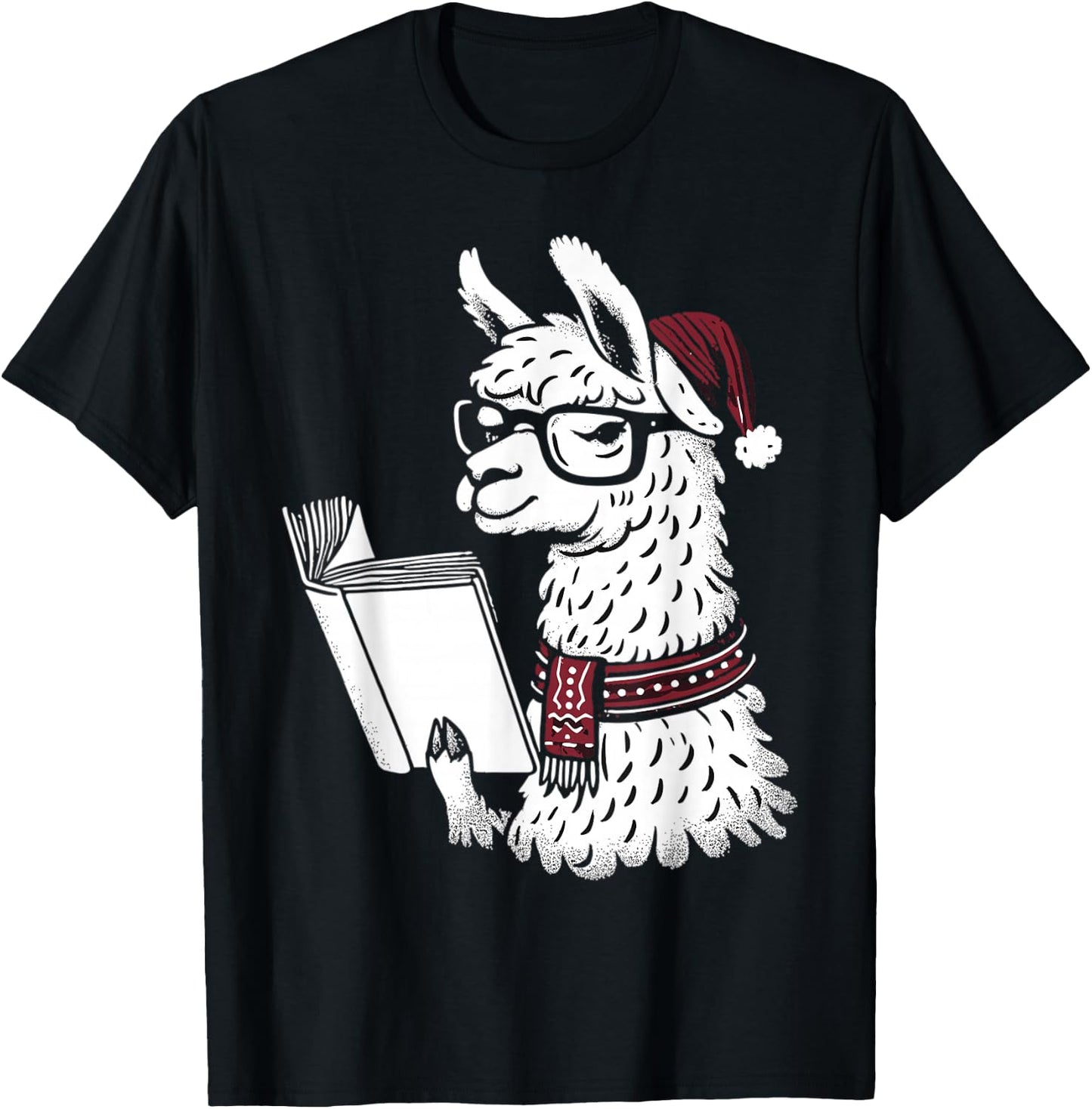 Just A Girl Who Loves Llamas & Books Santa Christmas Pajama T-Shirt - T-Shirt | Black