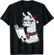 Just A Girl Who Loves Llamas & Books Santa Christmas Pajama T-Shirt - T-Shirt | Black