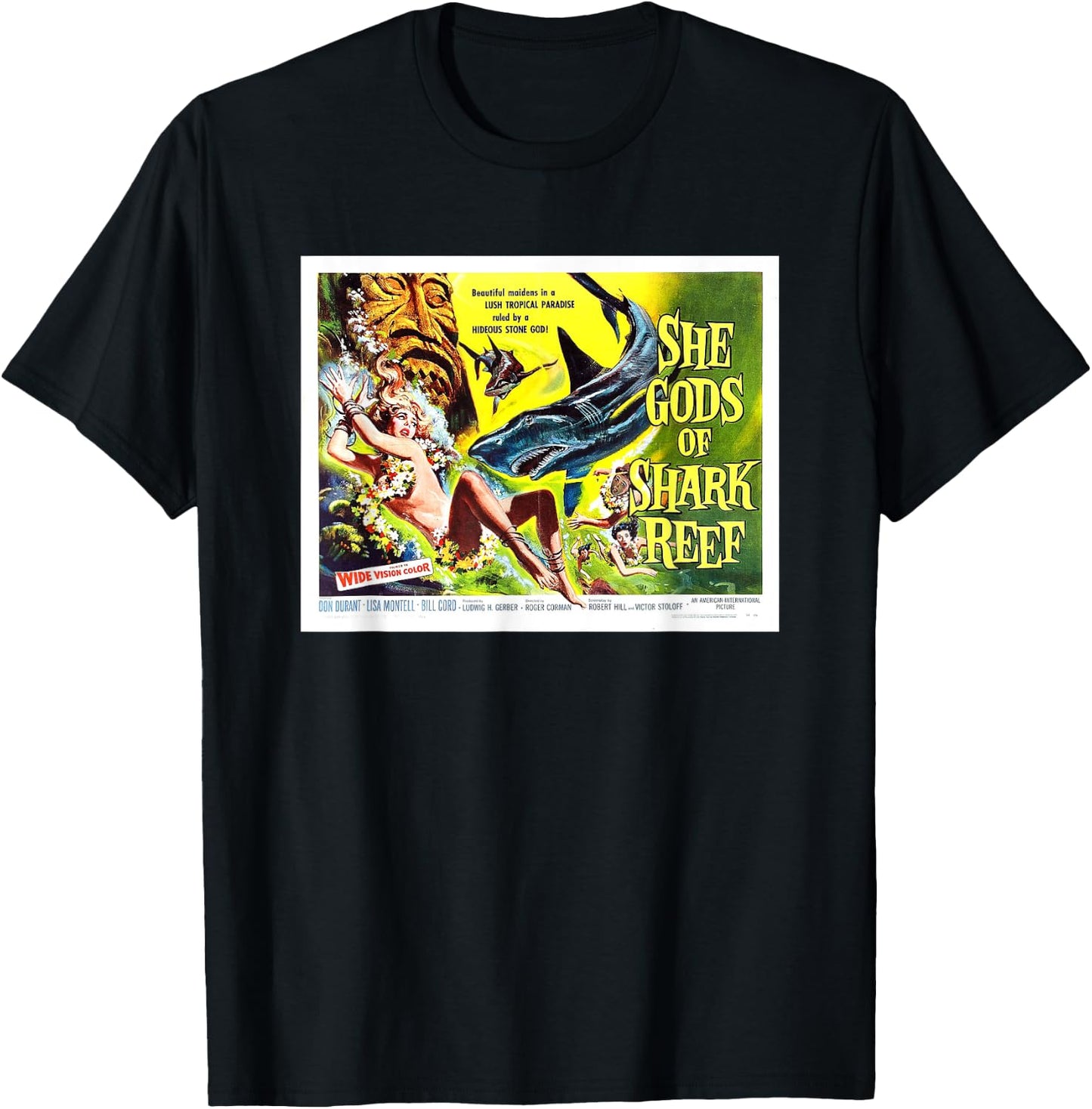 She Gods Of Shark Reef Vintage Cinema Poster T-Shirt - T-Shirt | Black