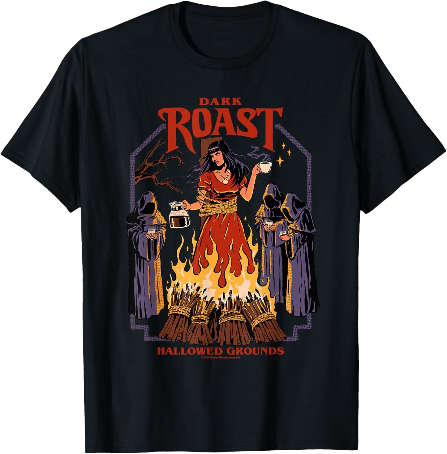 Dark Roast Coffee Witch Occult Retro Funny Adult Humor T-Shirt - T-Shirt | Black