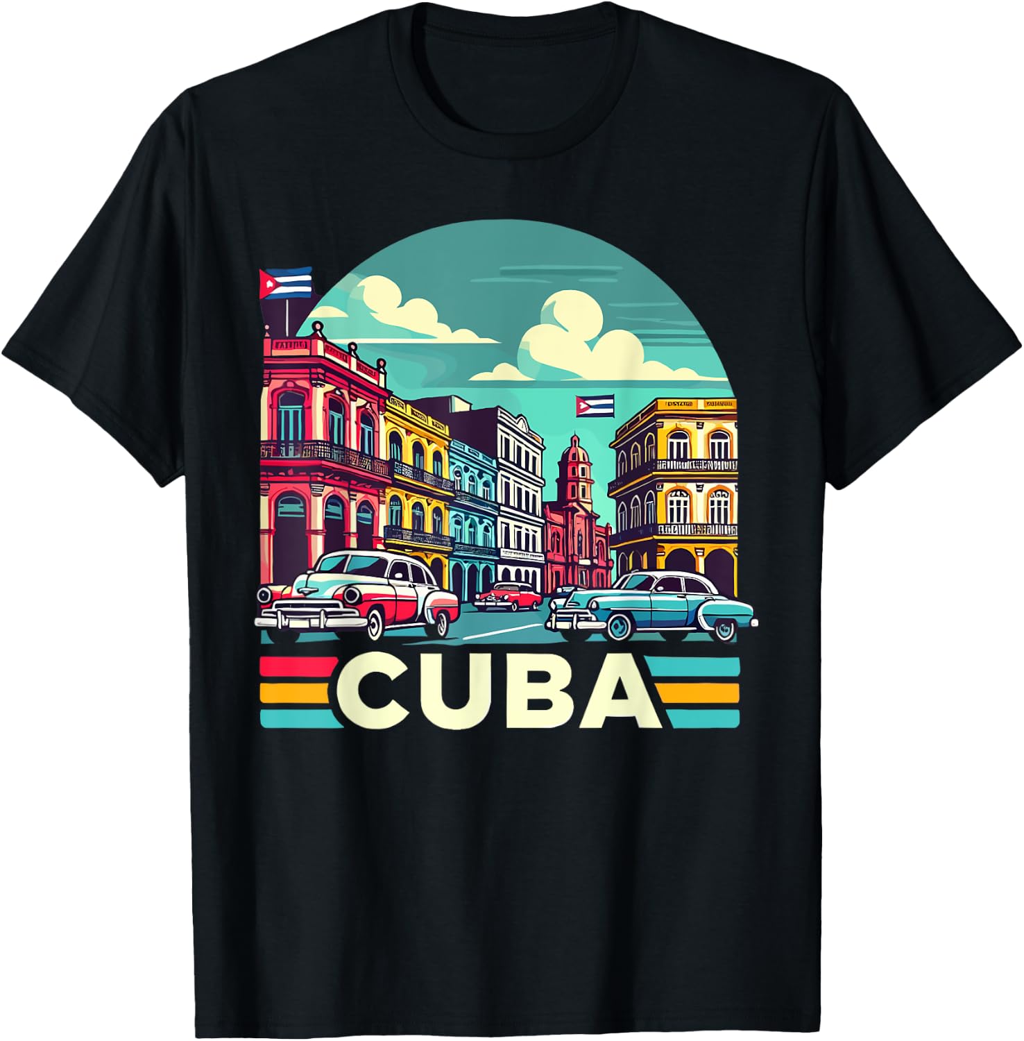Cuba Women's Love Cuba Flag Design Cuban Roots T-Shirt - T-Shirt | Black