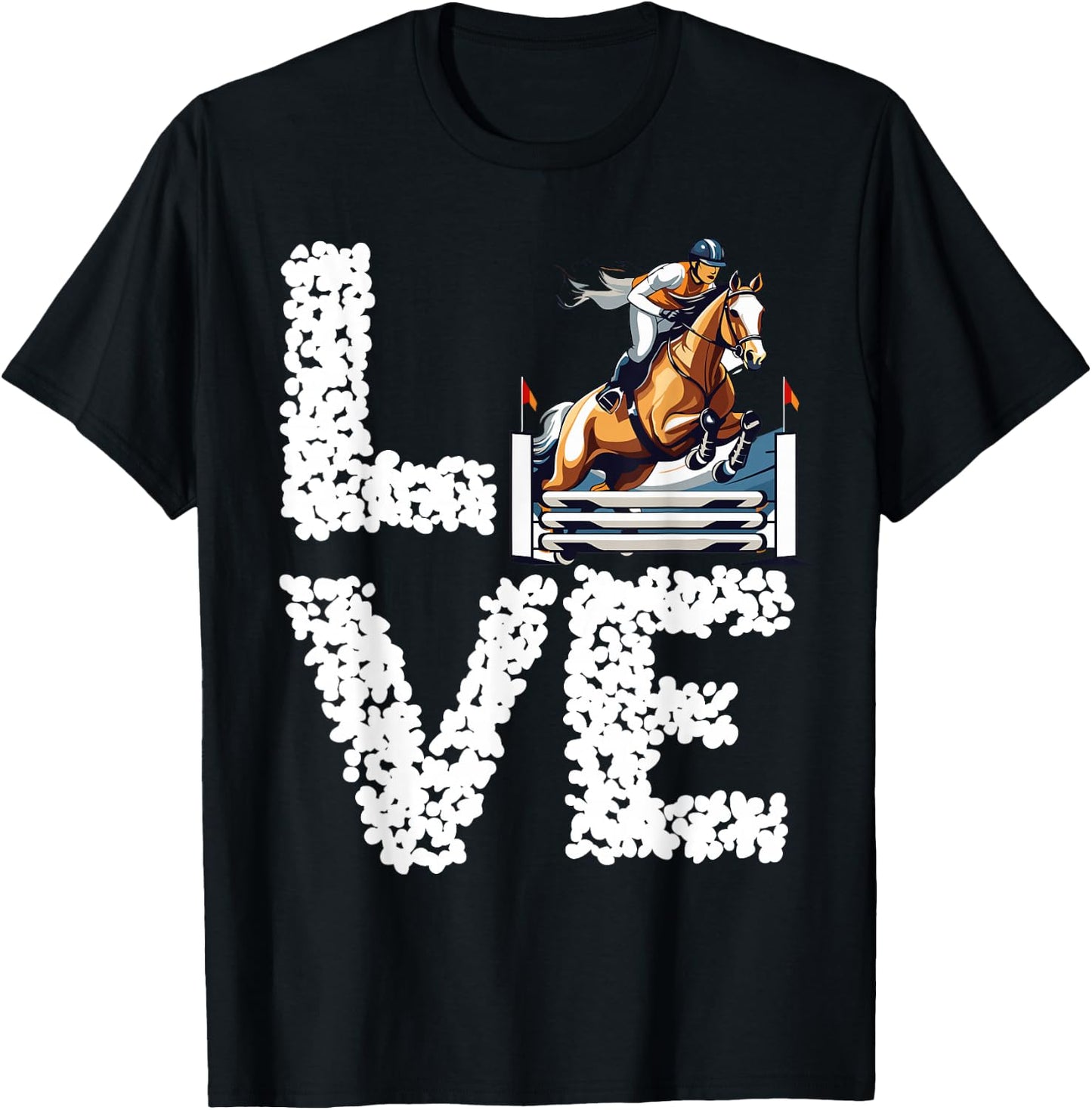 Equestrian Rider Love Leopard English Horse Show Jumping T-Shirt - T-Shirt | Black