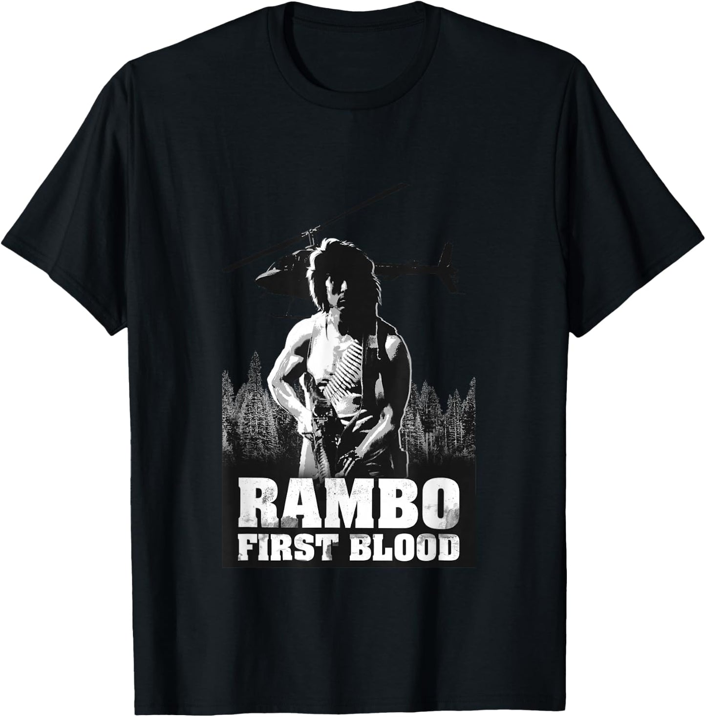 Rambo First Blood Hubschrauber Poster T-Shirt - T-Shirt | Black