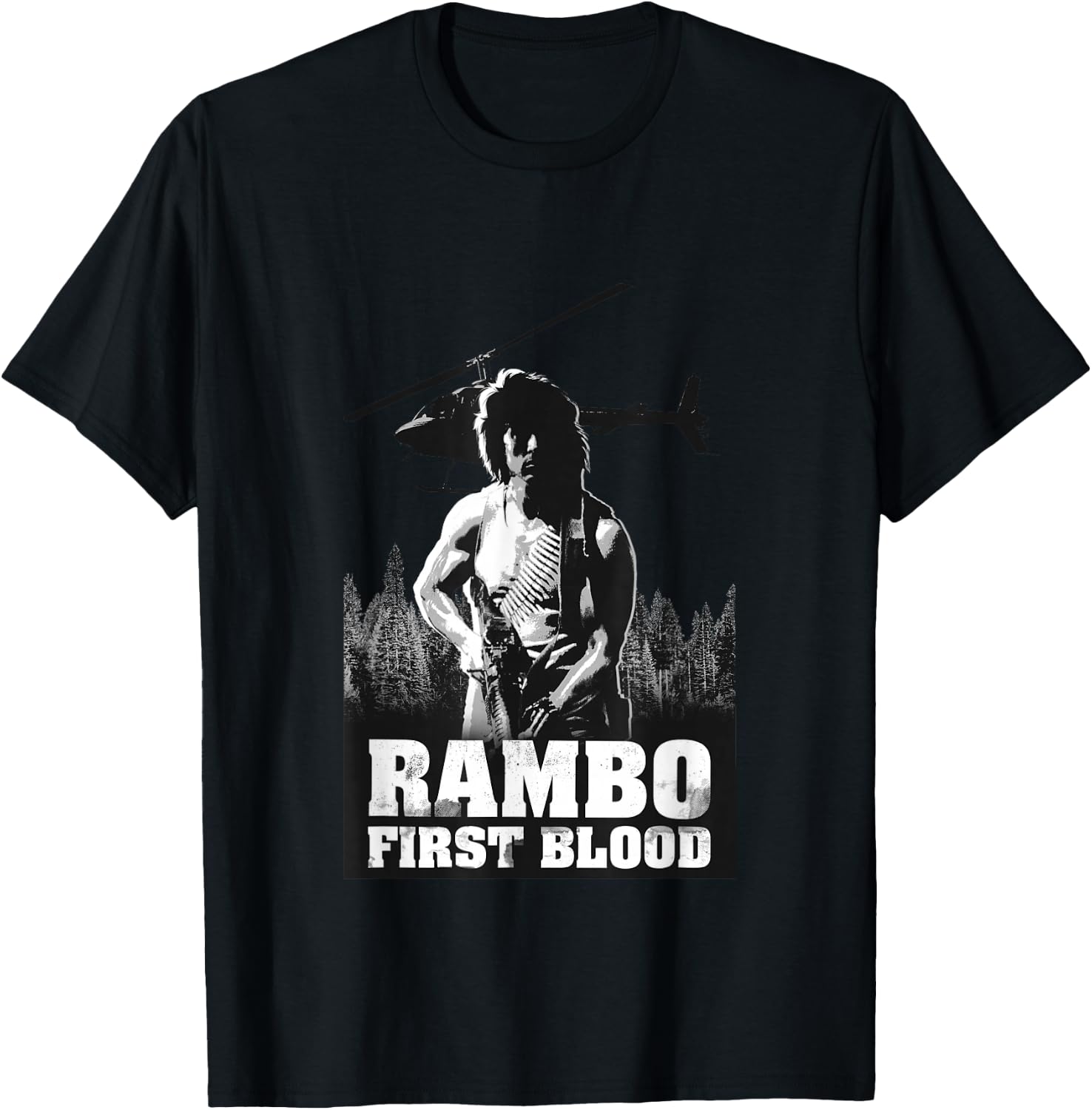 Rambo First Blood Hubschrauber Poster T-Shirt - T-Shirt | Black