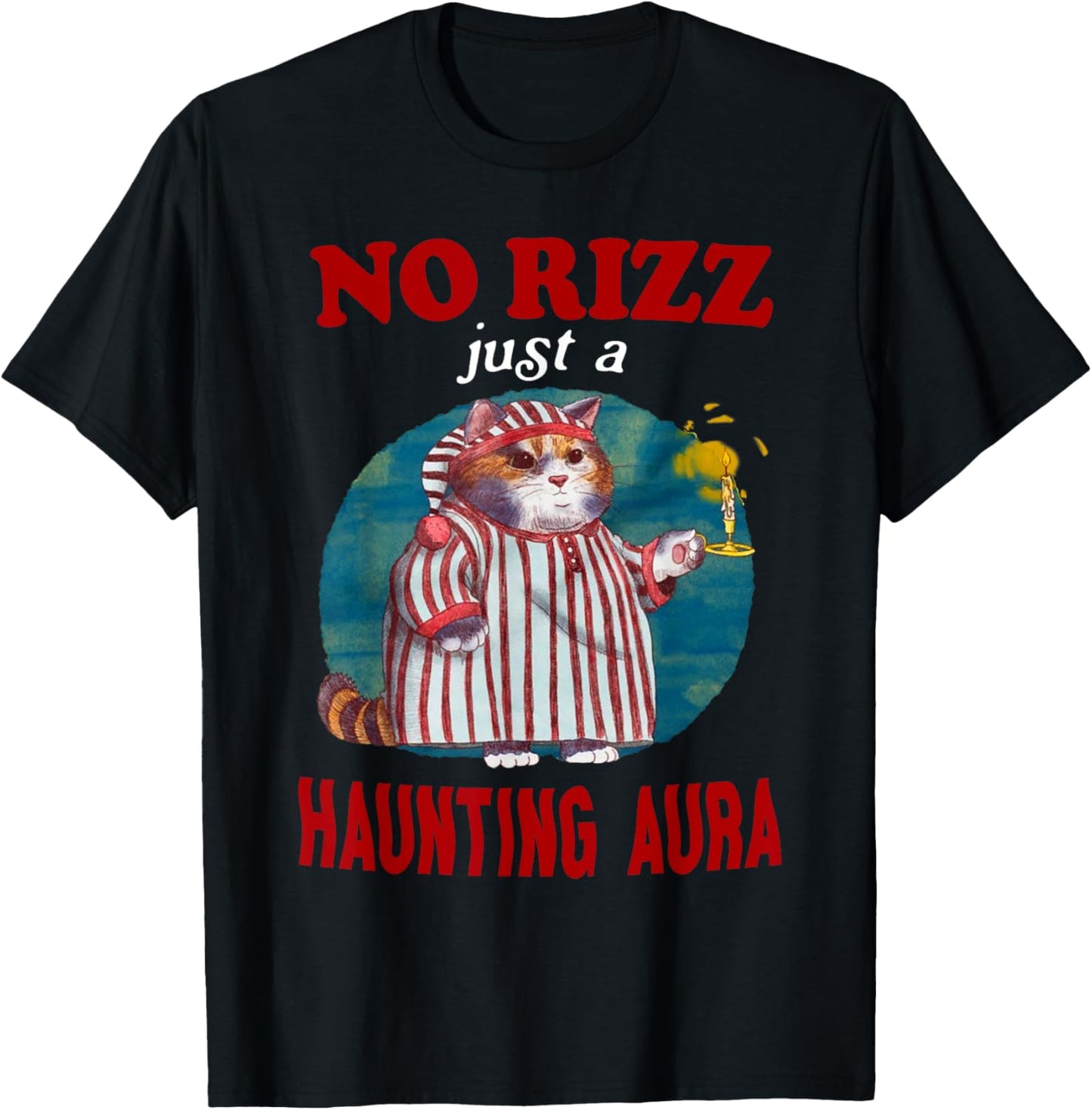 Retro Vintage No Rizz Just A Haunting Aura Funny Cat Meme Women T-Shirt - T-Shirt | Black