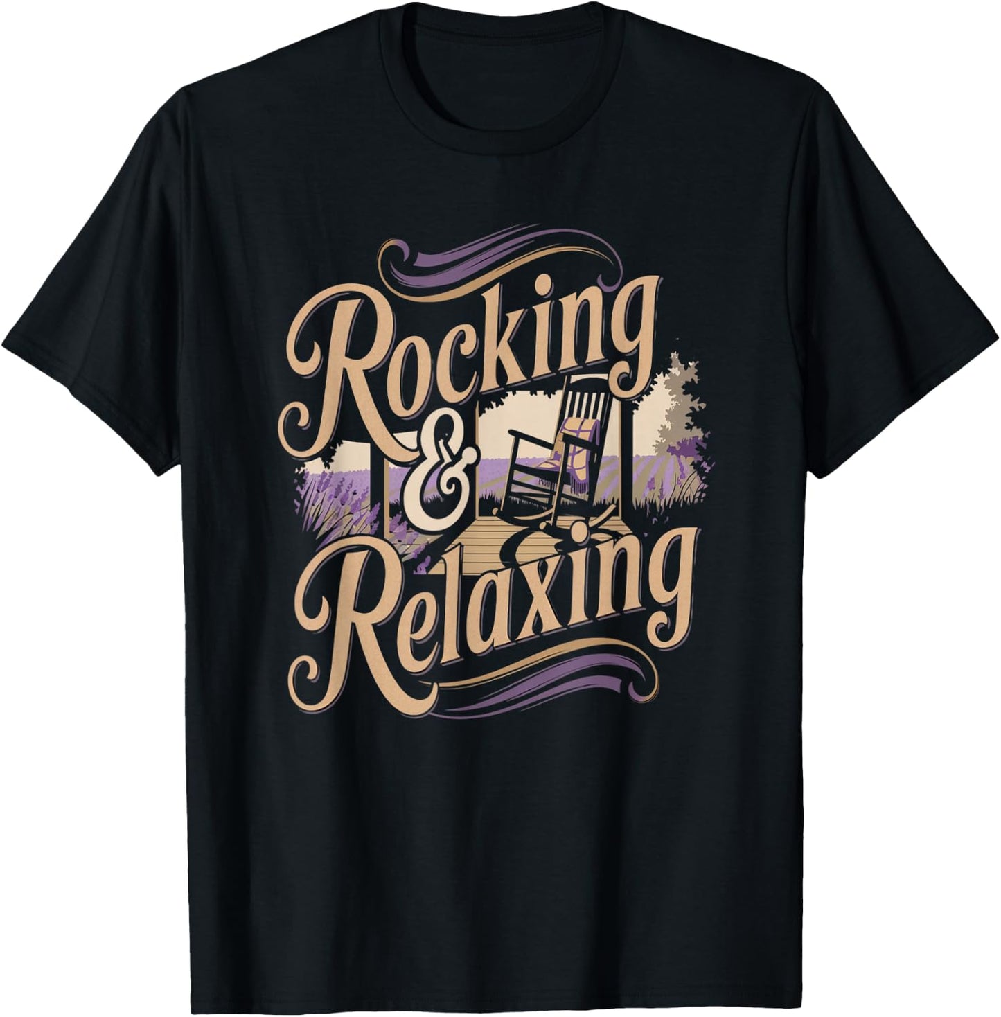 Rocking Relaxing Porch Country Life Outdoor Humor T-Shirt - T-Shirt | Black