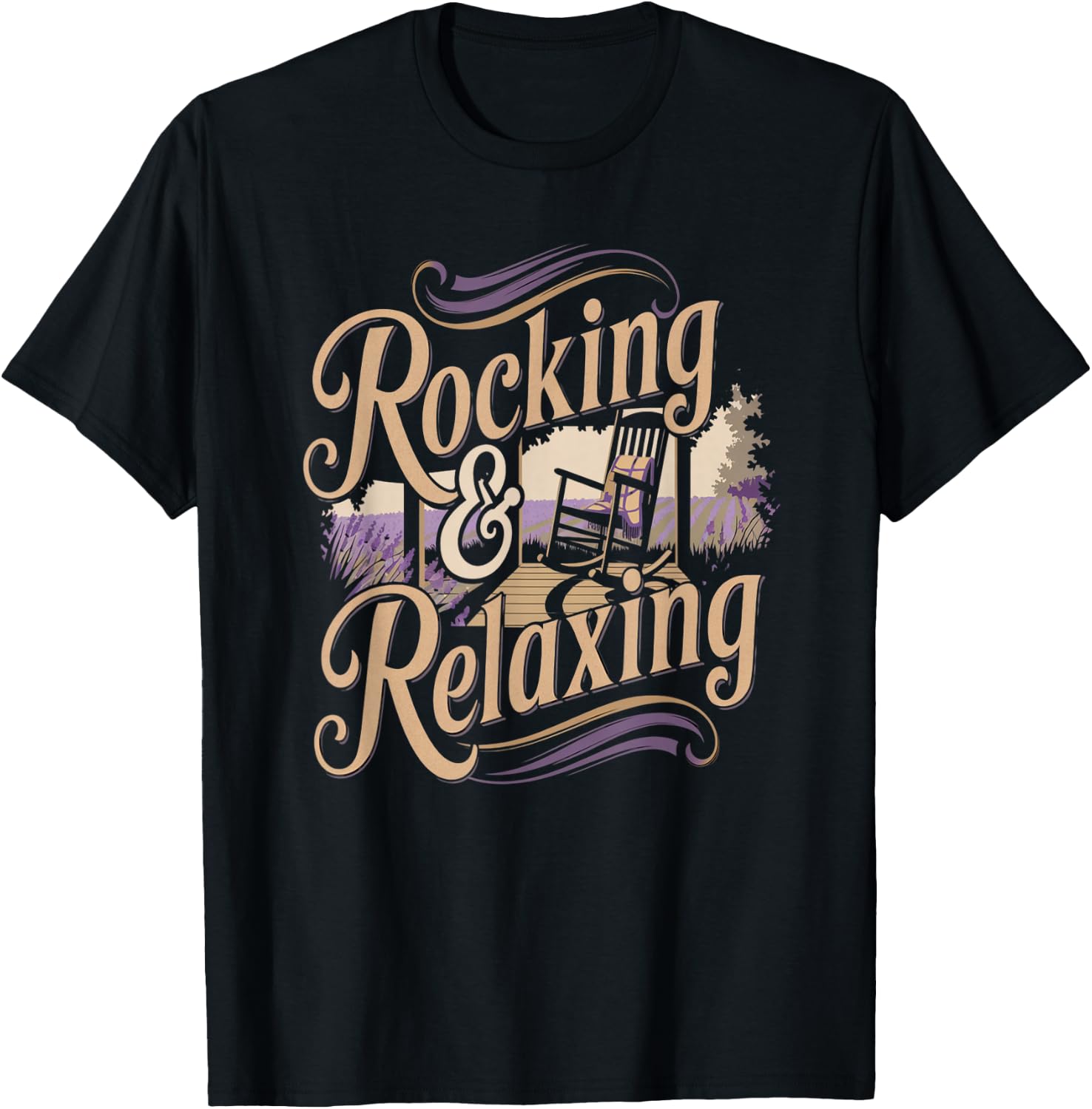 Rocking Relaxing Porch Country Life Outdoor Humor T-Shirt - T-Shirt | Black