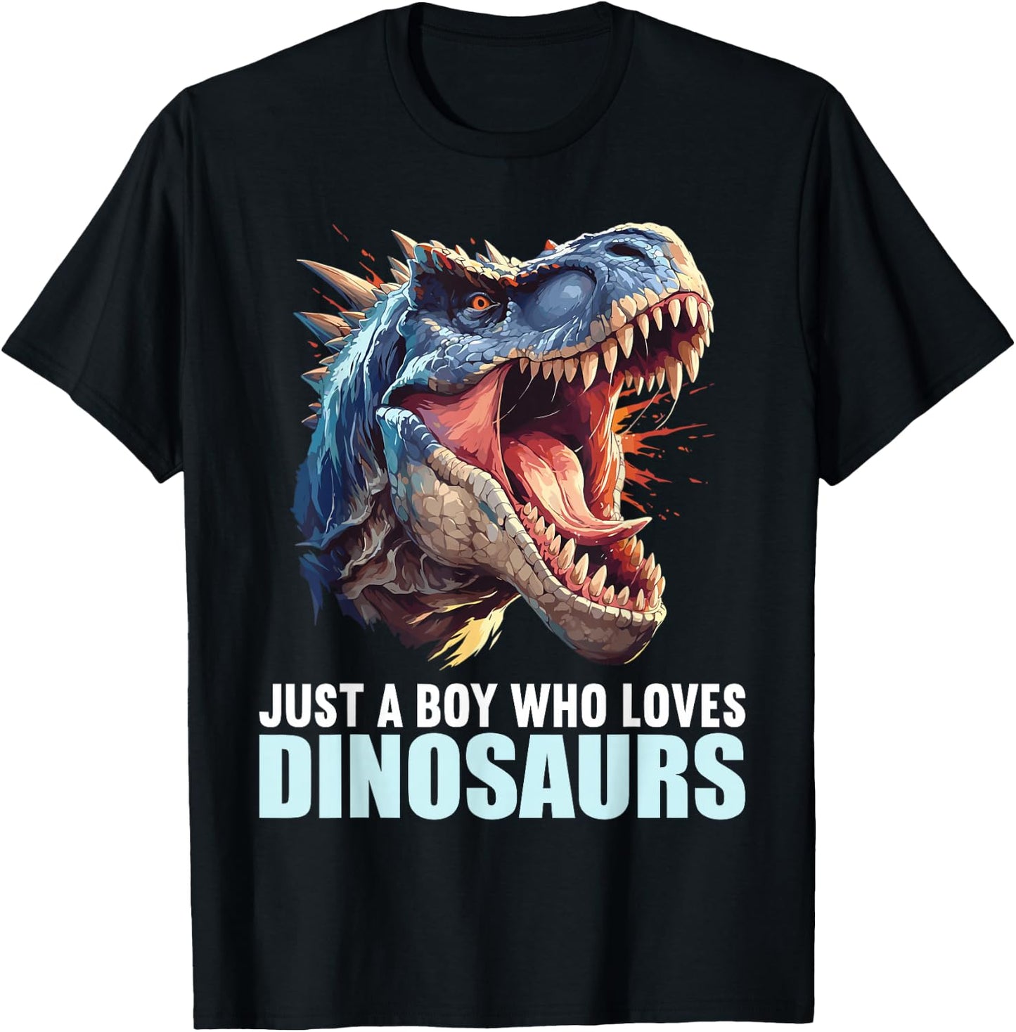 Just a Boy who loves Dinosaurs. Dinosaurs Dinosaur T-Shirt - T-Shirt | Black