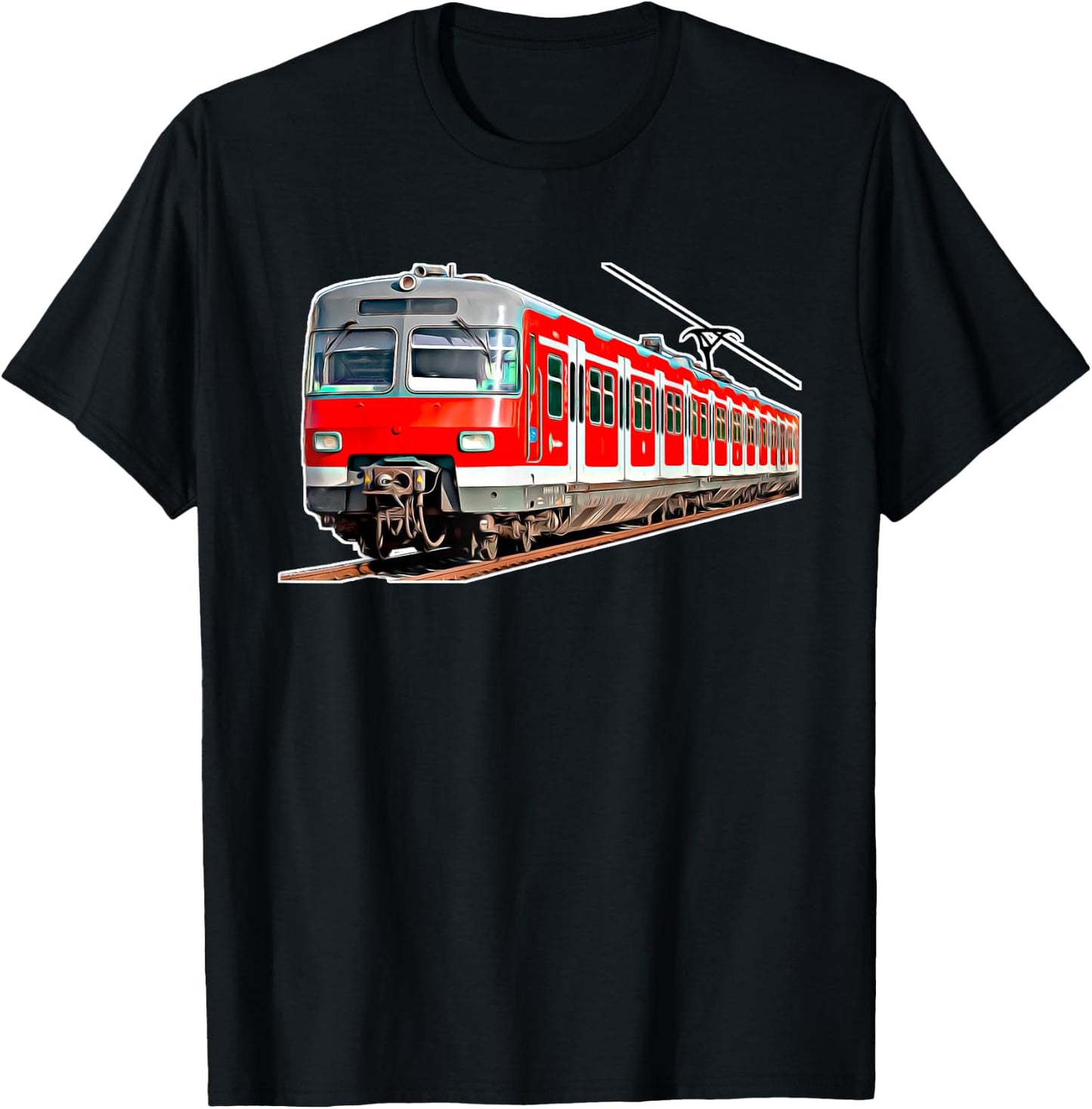 with German Text "Driftzug Bahn Railenverkehr" ("Travel Train Railway"), black T-Shirt - T-Shirt | Black