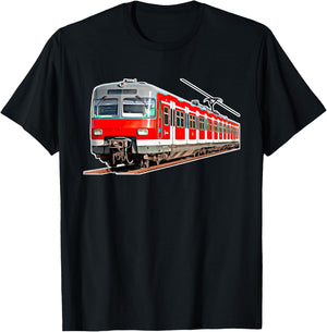with German Text "Driftzug Bahn Railenverkehr" ("Travel Train Railway"), black T-Shirt - T-Shirt | Black