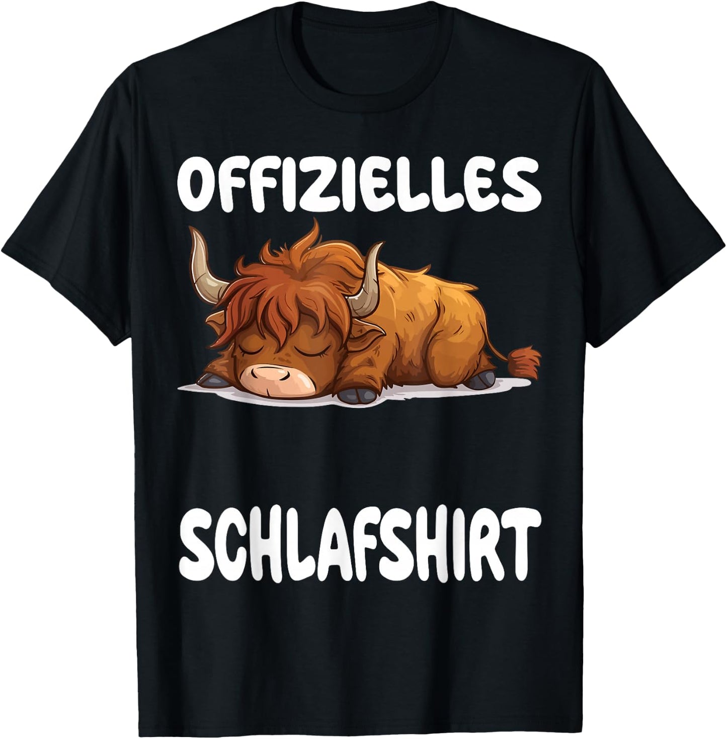 Scottish Highland Cow Official Sleep Shirt Nightdress , black T-Shirt - T-Shirt | Black