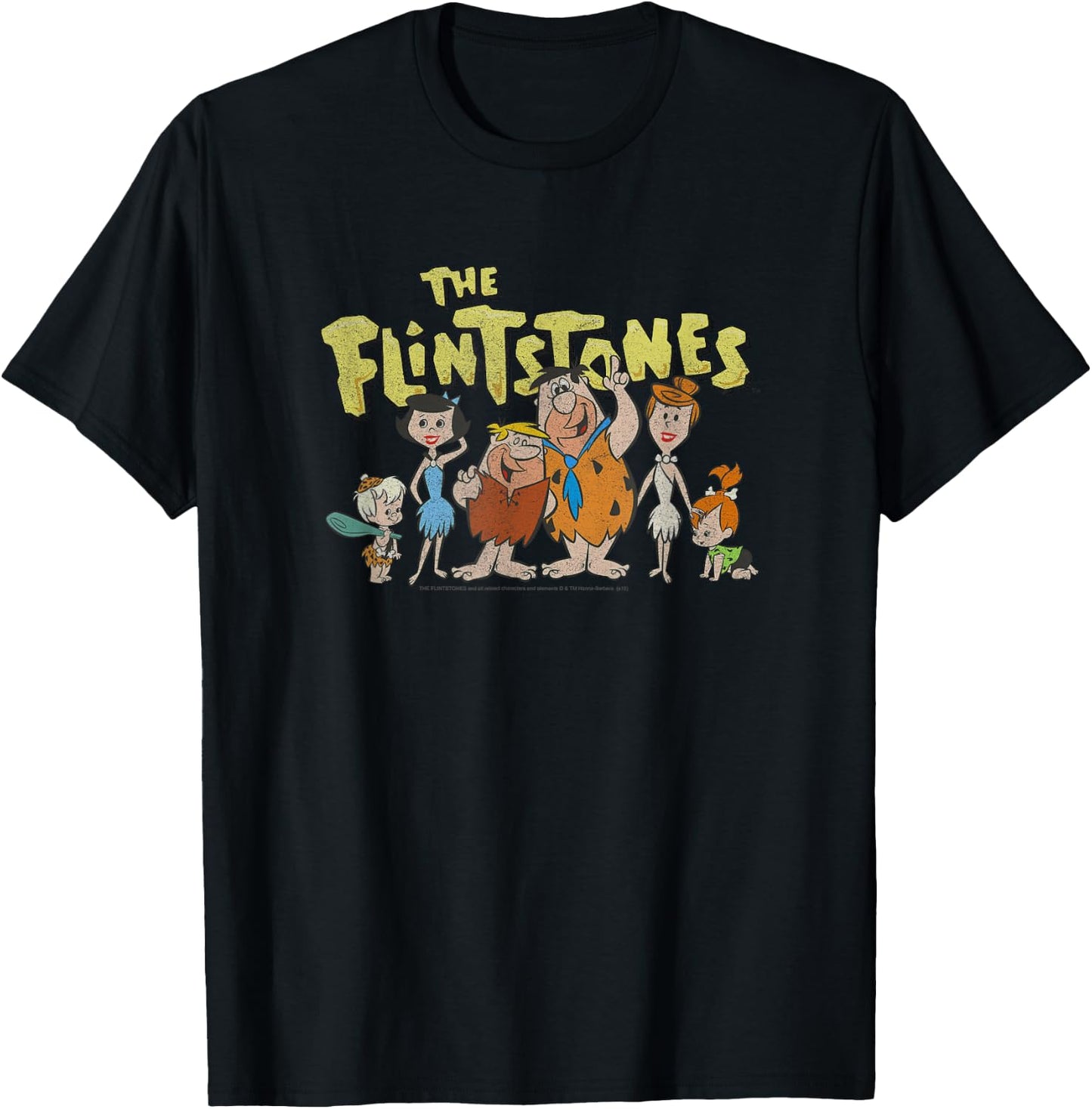 The Flintstones Meet The Family Group Line Up T-Shirt - T-Shirt | Black