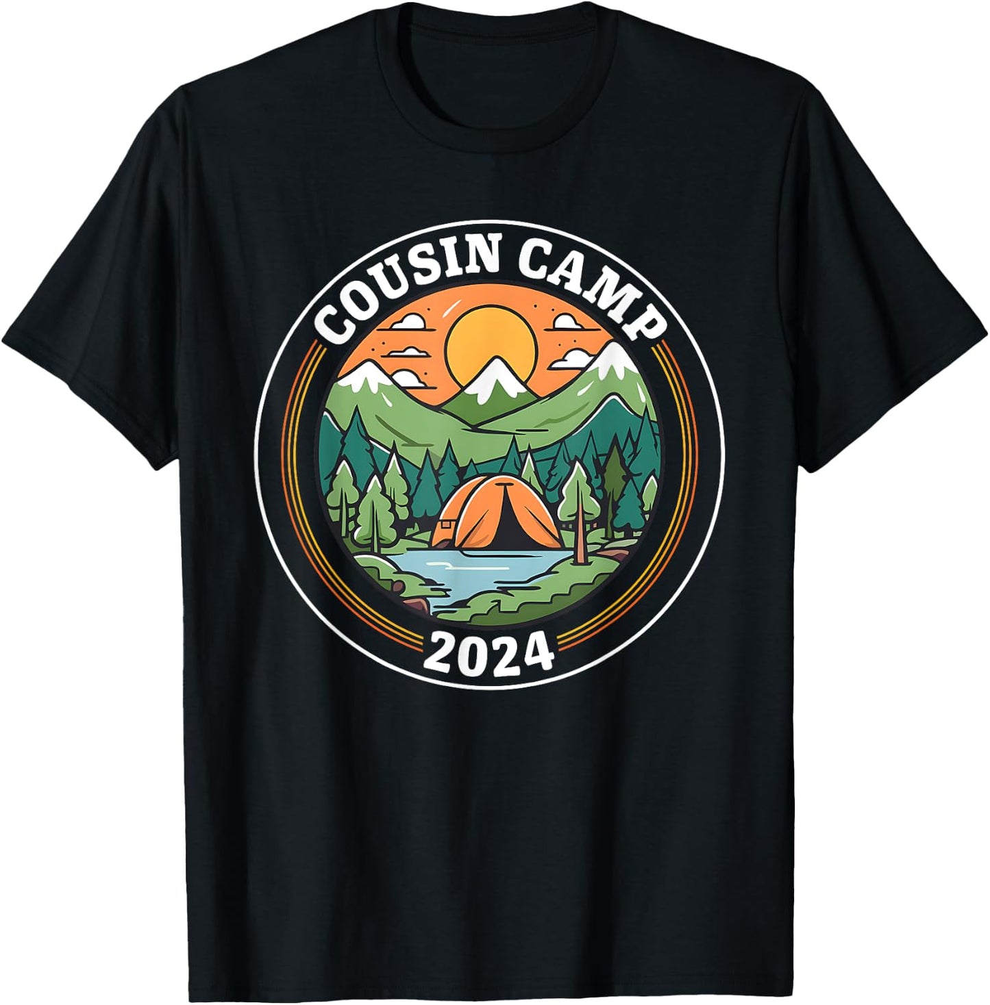 Cousin Camp 2024 Camping Family Summer Vacation Cousin Crew Women Girls Kids T-Shirt - T-Shirt | Black