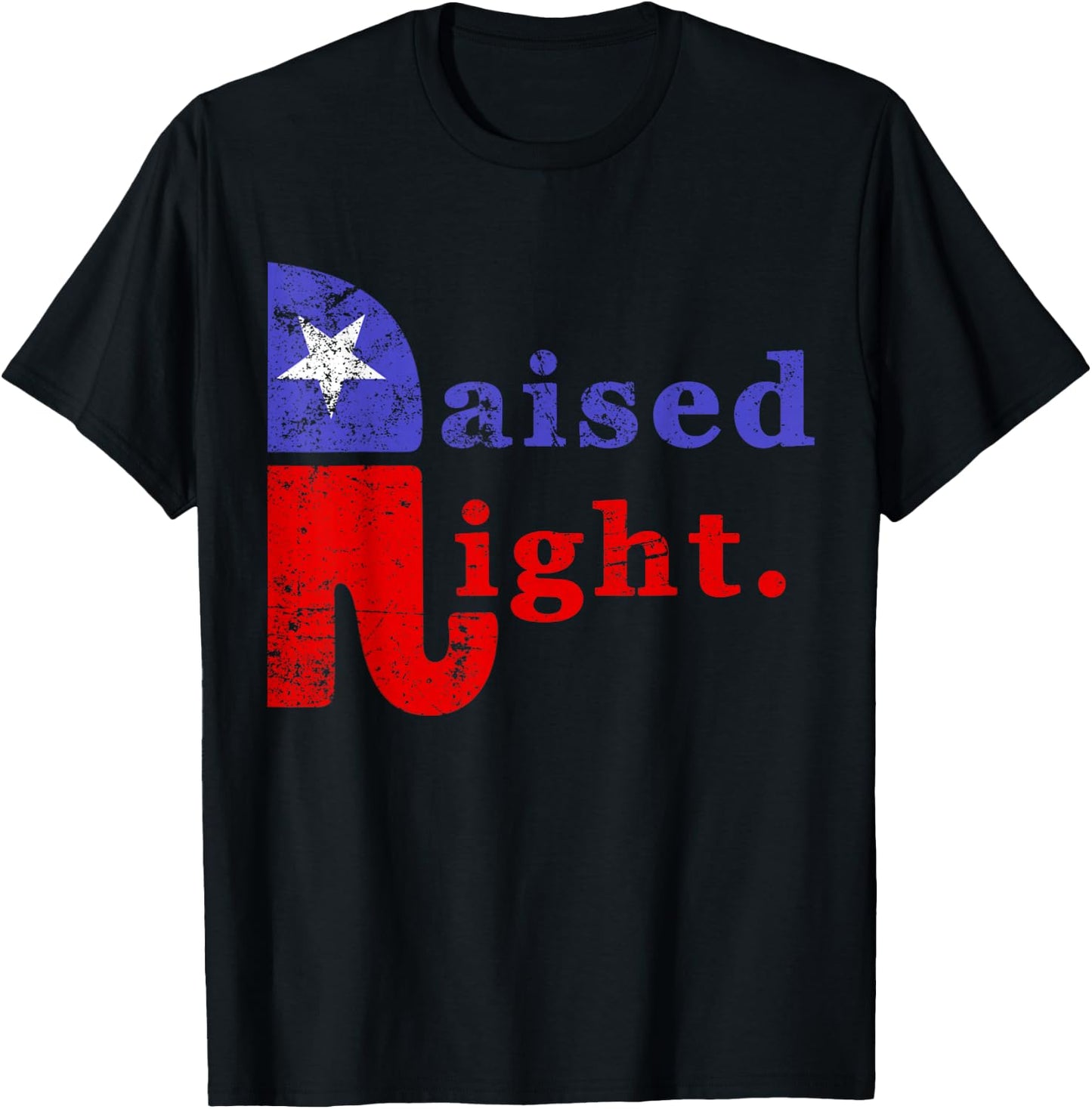 Raised Right Republican Elephant Retro Style Distressed T-Shirt - T-Shirt | Black