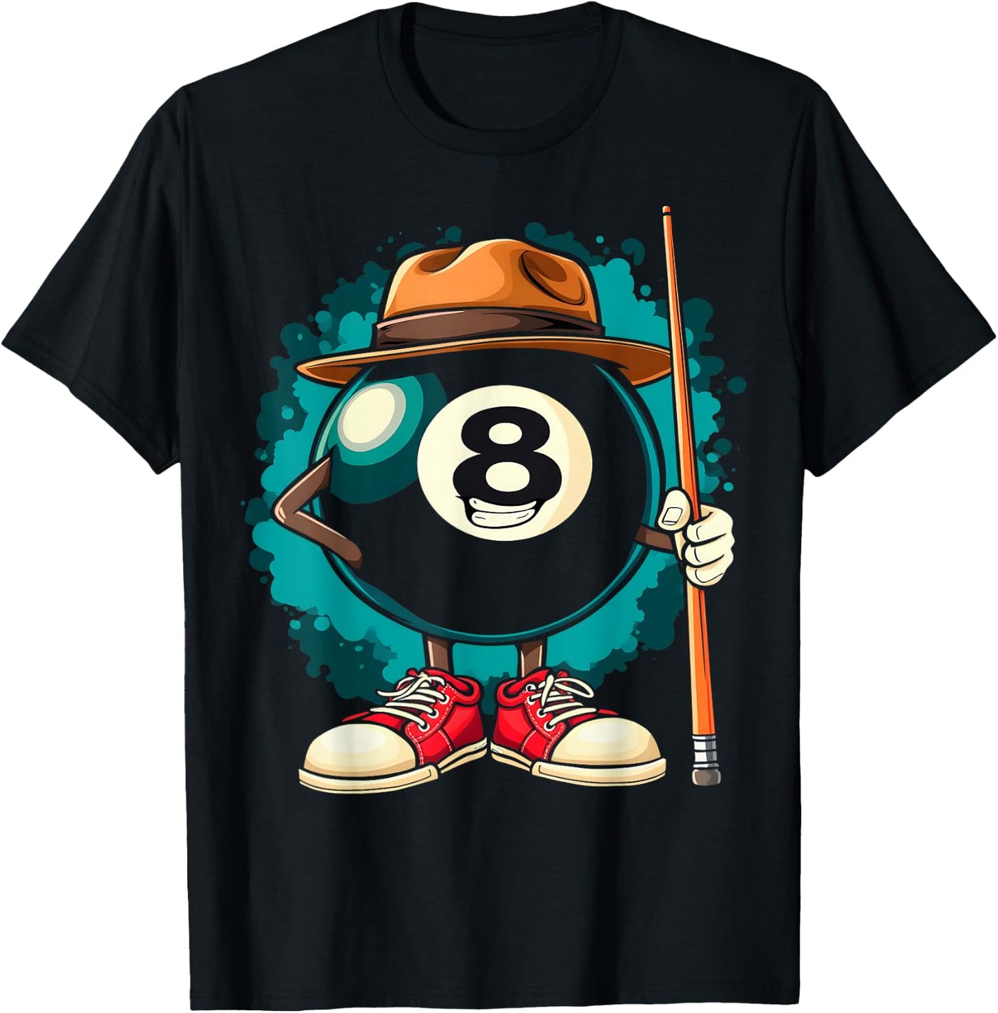 Cool 8 Ball Character Funny Billiards T-Shirt - T-Shirt | Black