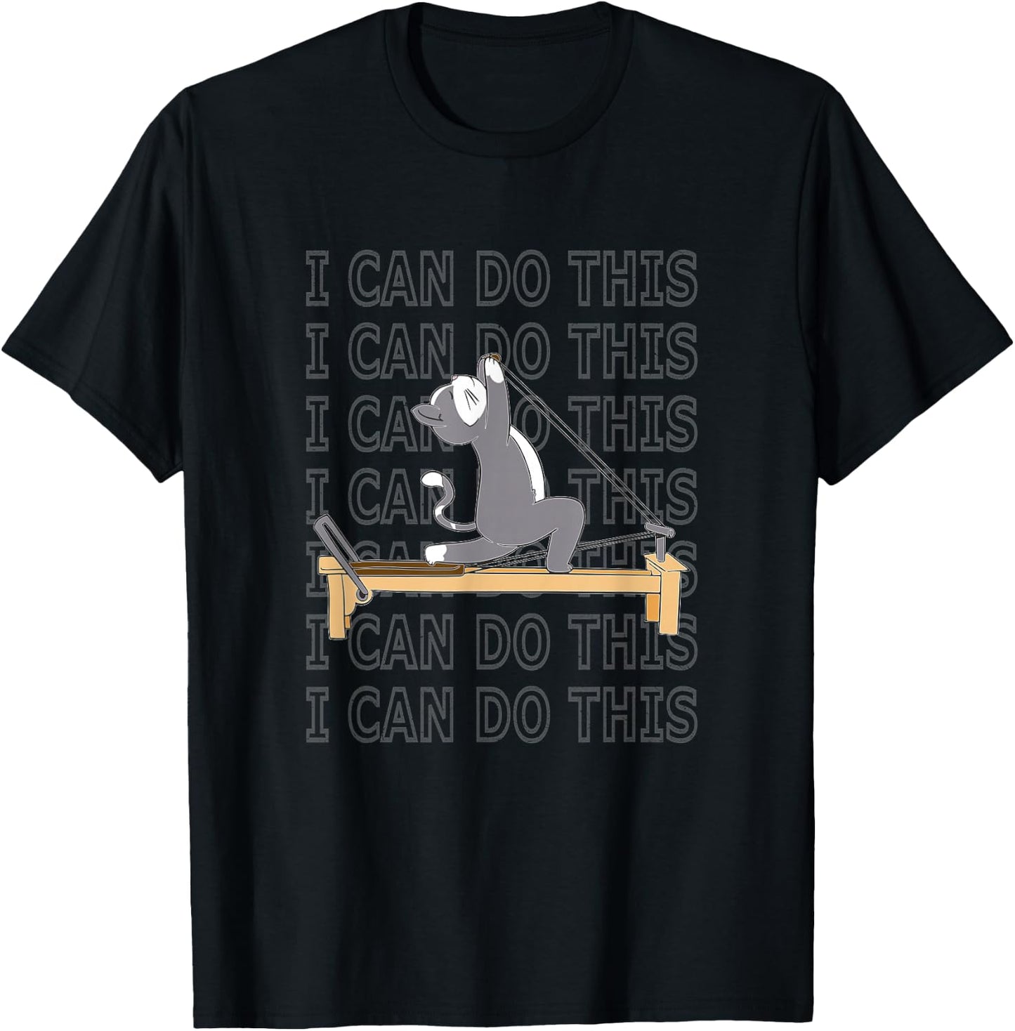 Pilates cat Reformer Pilates I can do this motivation T-Shirt - T-Shirt | Black