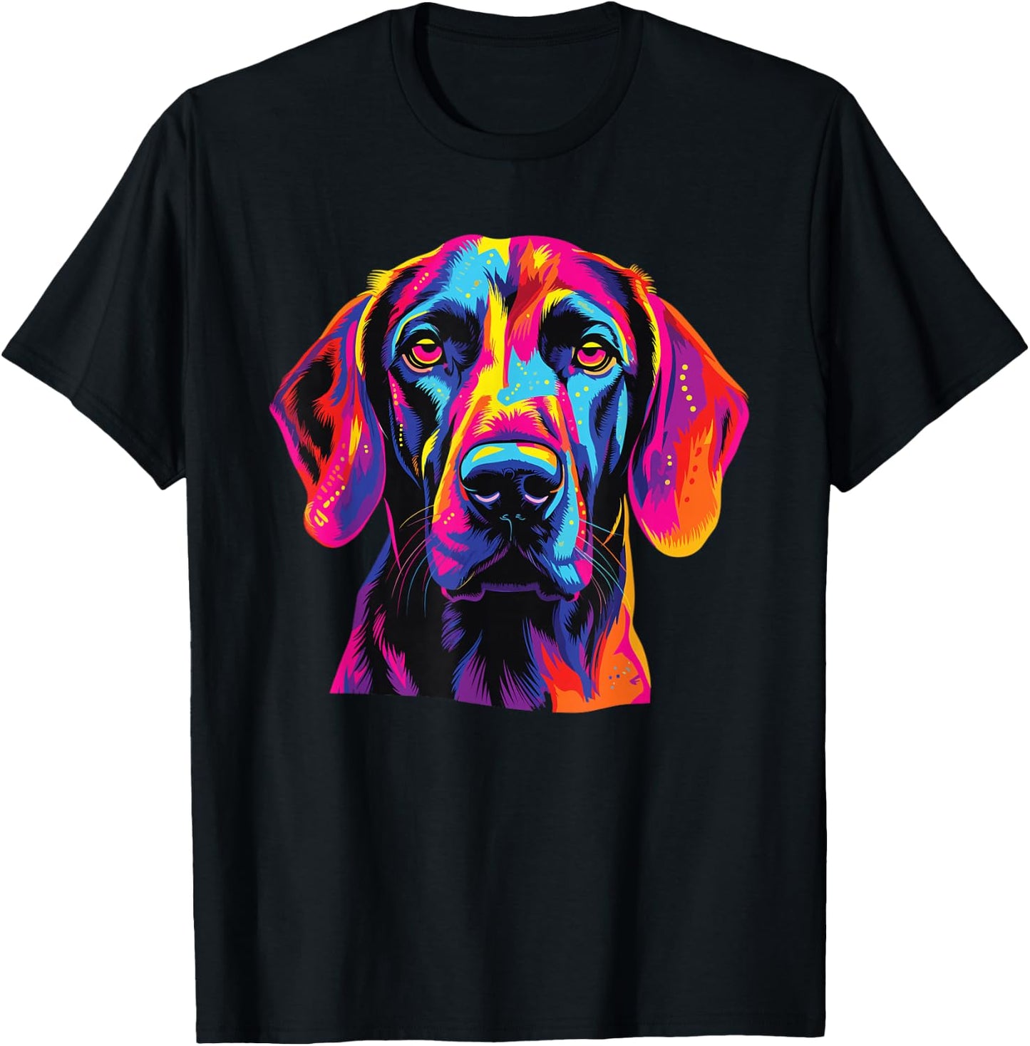 Watercolor Colorful Plott Hound Dog , Small T-Shirt - T-Shirt | Black