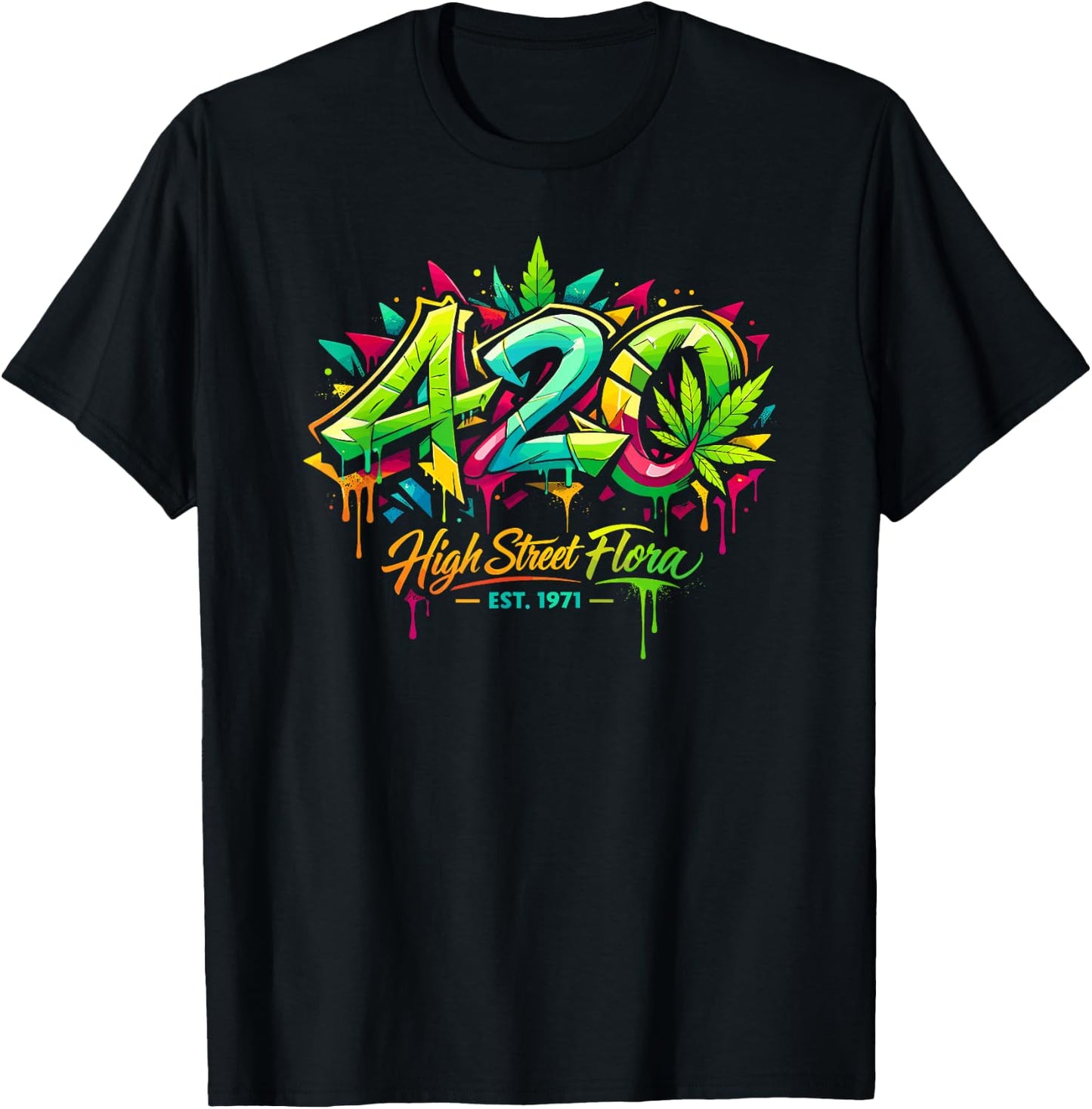 420 Cannabis Graffiti Art Urban Weed Streetwear T-Shirt - T-Shirt | Black