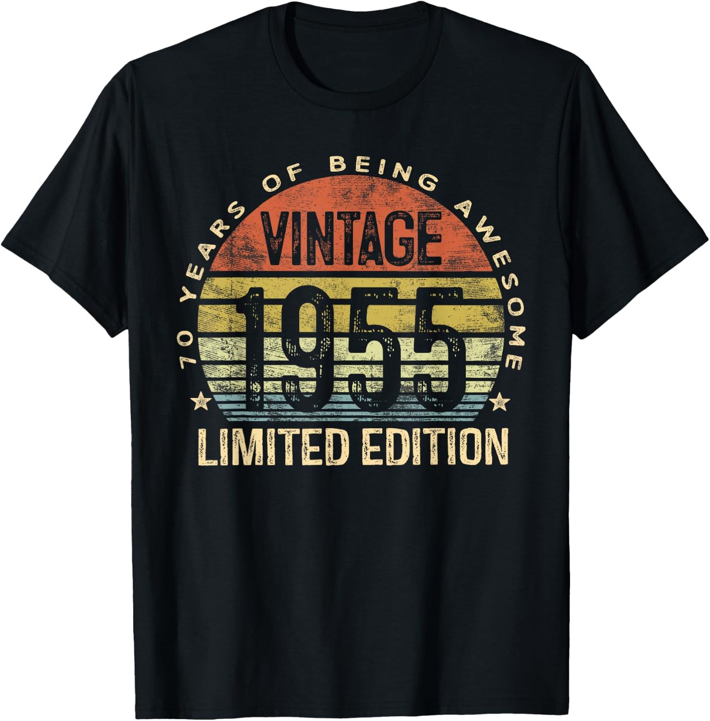 Vintage 1955 Limited Edition 70-Year-Old Gifts 70th Birthday T-Shirt - T-Shirt | Black