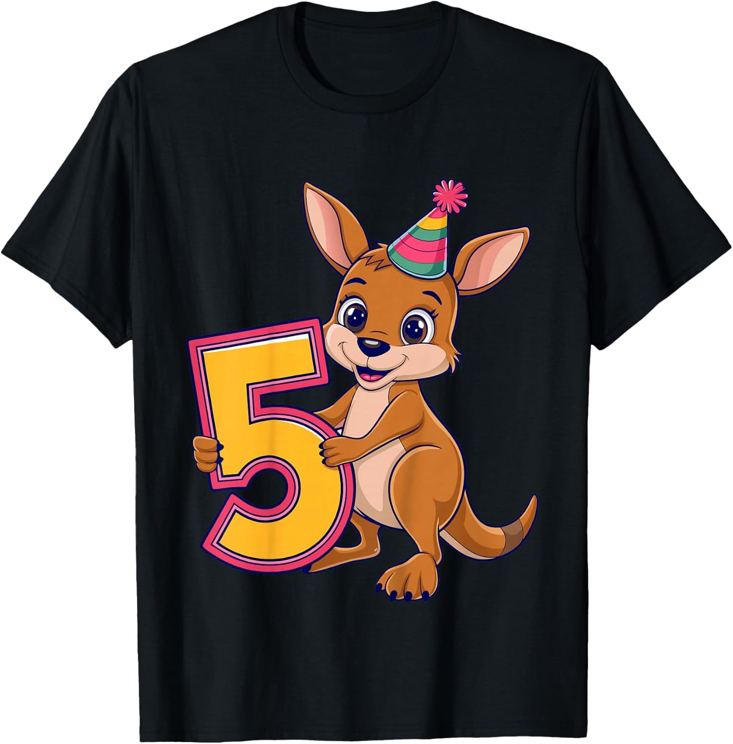 5th Birthday Kangaroo Kids T-Shirt - T-Shirt | Black