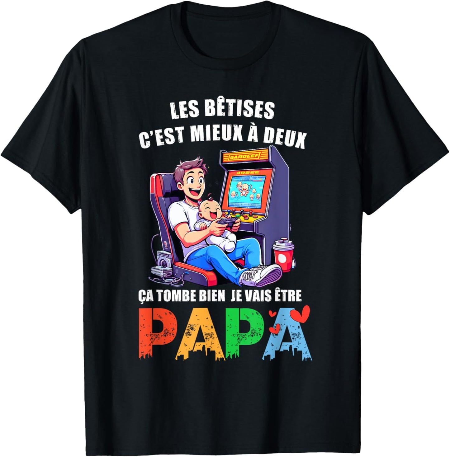 Man Dad 2025 Announcement Pregnancy Original Humor Future Dad Gamer , Black, S T-Shirt - T-Shirt | Black