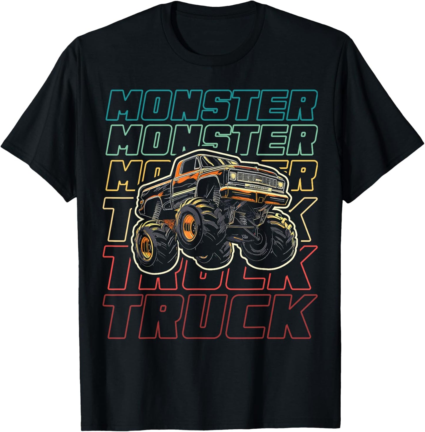 Monster Truck for Toddlers Kids Monster Truck Vintage Retro T-Shirt - T-Shirt | Black