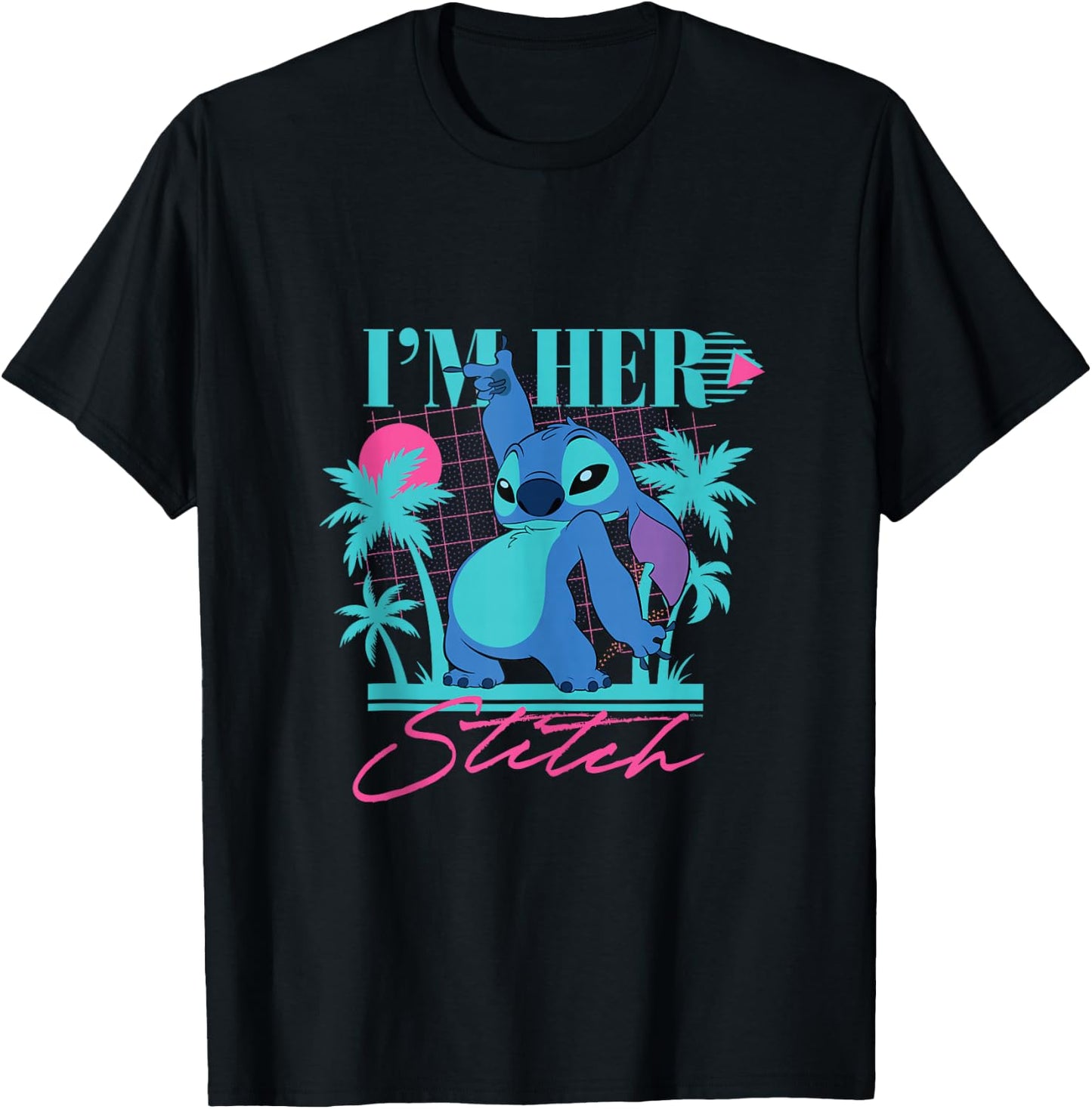 Disney Stitch Retro ’90s Couples Matching I’m Her Stitch T-Shirt - T-Shirt | Black
