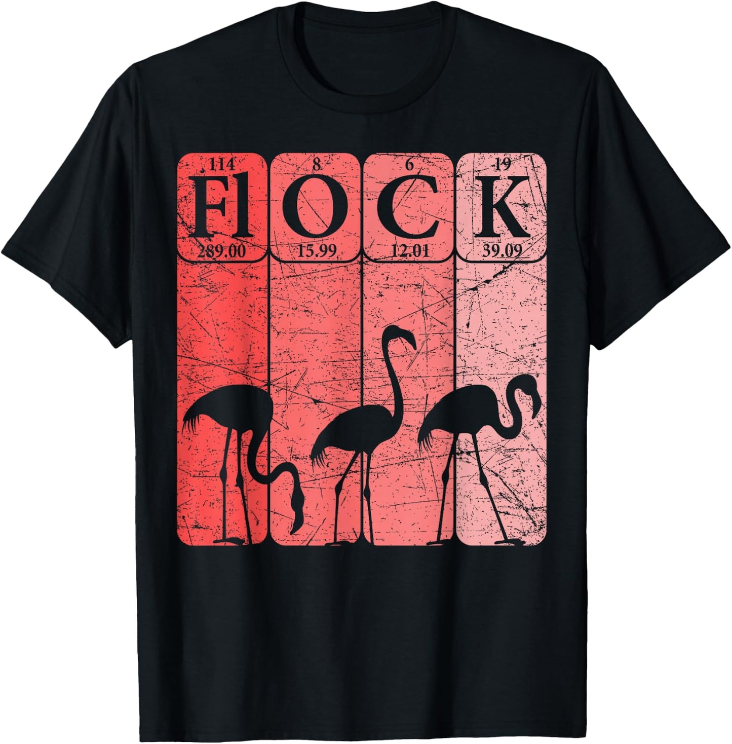 Pink Flamingo Periodic Table Elements Flamingo Flock Retro T-Shirt - T-Shirt | Black