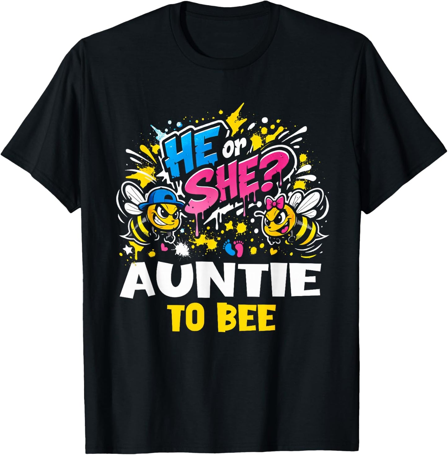 He Or She Auntie to Bee Gender Reveal Baby T-Shirt - T-Shirt | Black