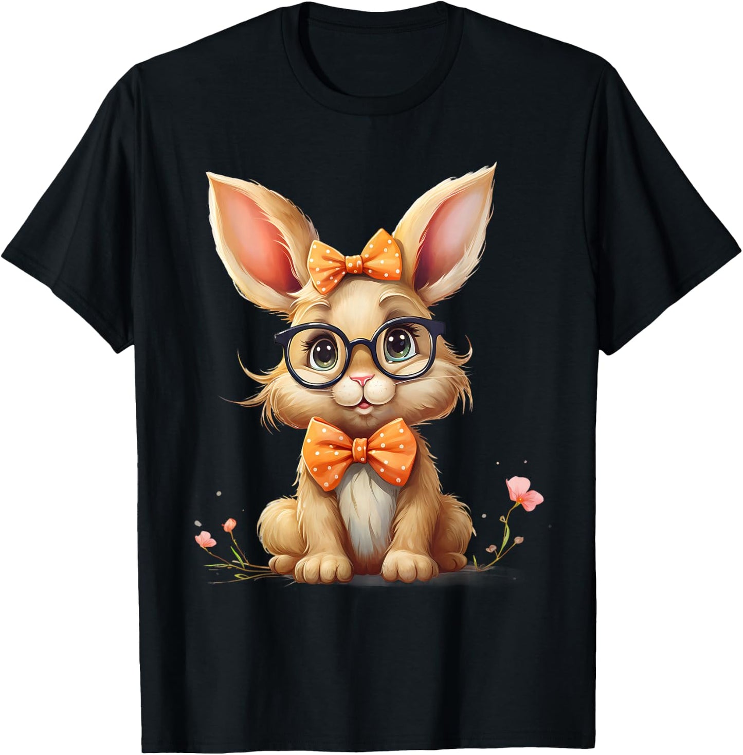 Happy Easter Süßes Hasenmotiv Ostereier mit Hasenmotiv T-Shirt - T-Shirt | Black