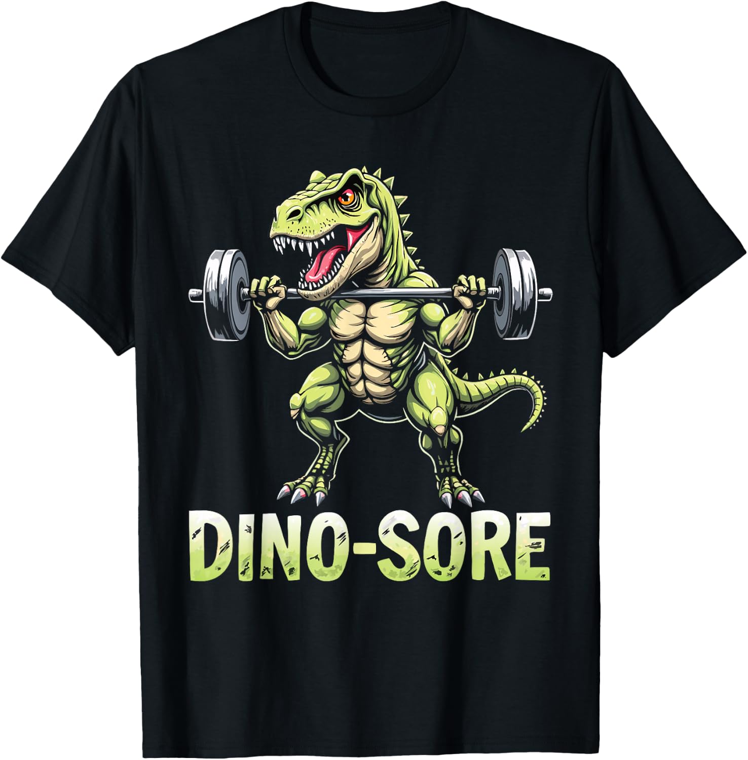 Funny Dino Saur Sore Gym Workout Weights Fitness Kids Adults T-Shirt - T-Shirt | Black