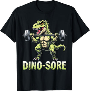 Funny Dino Saur Sore Gym Workout Weights Fitness Kids Adults T-Shirt - T-Shirt | Black